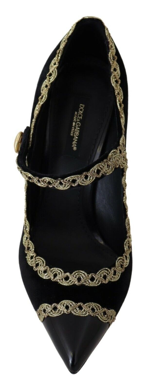 Dolce & Gabbana Black Embellished Velvet Mary Jane Pumps Shoes LUNESCAPE