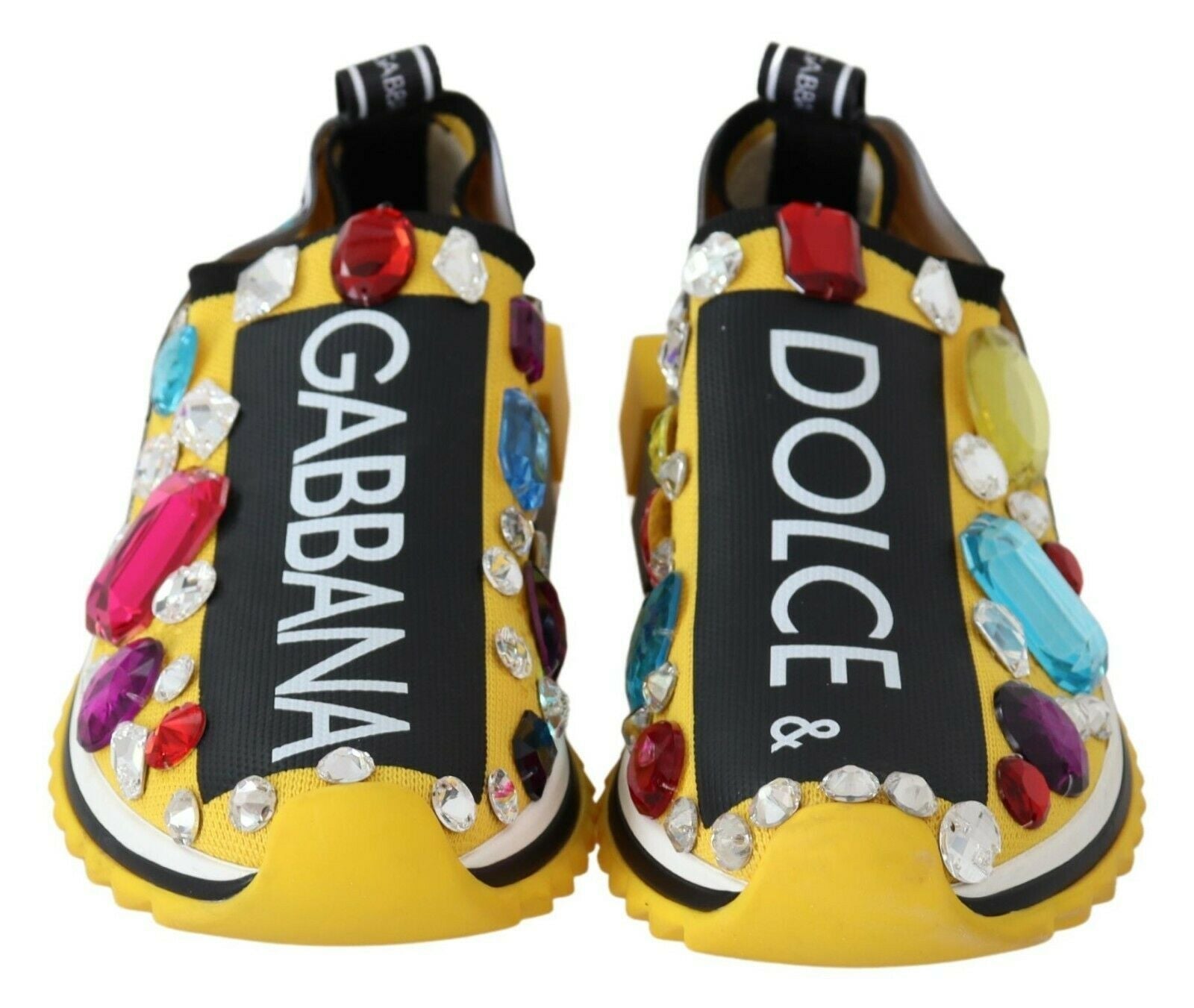 Dolce & Gabbana Yellow Multicolor Crystals Sneakers Shoes LUNESCAPE