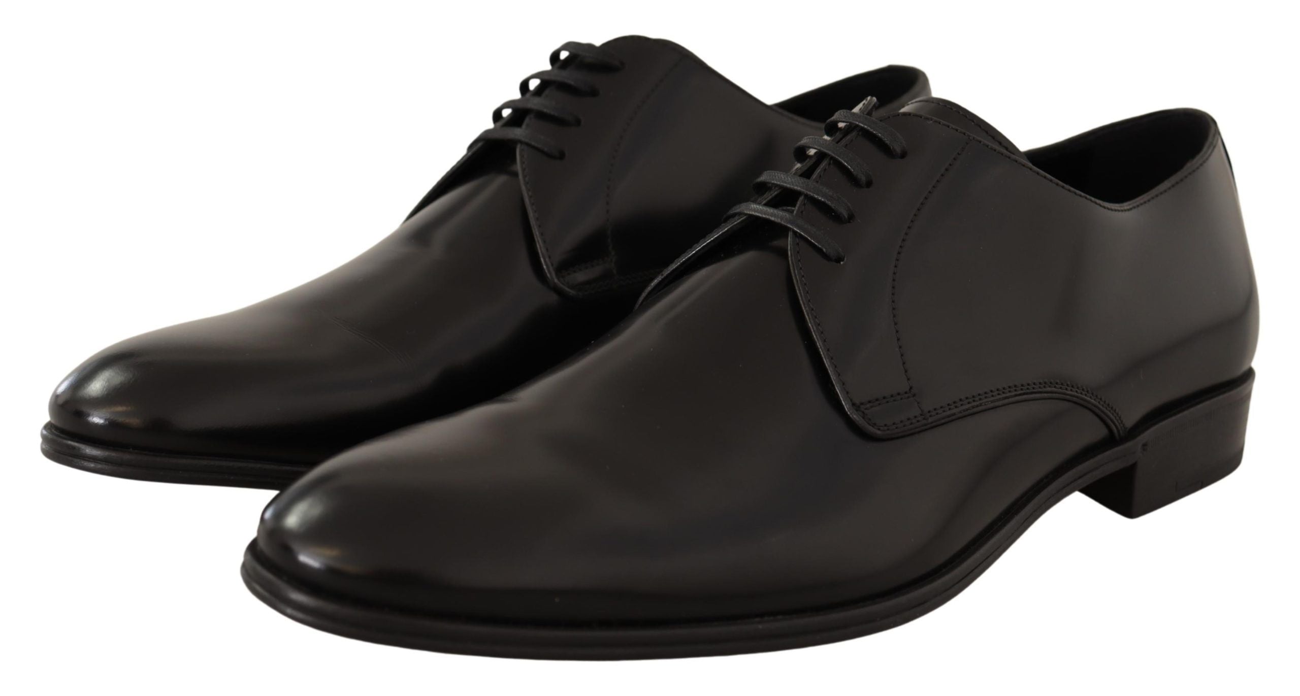 Dolce & Gabbana Black Leather Lace Up Men Dress Derby Shoes LUNESCAPE