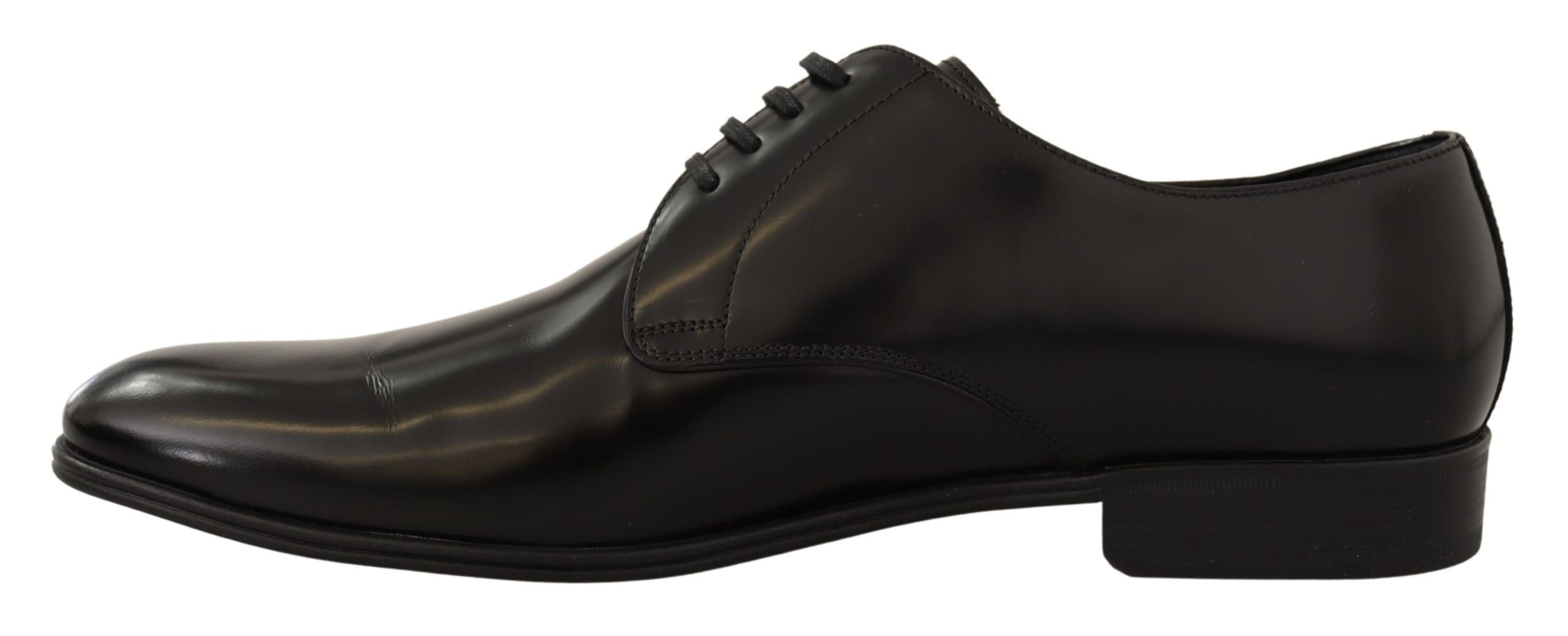 Dolce & Gabbana Black Leather Lace Up Men Dress Derby Shoes LUNESCAPE