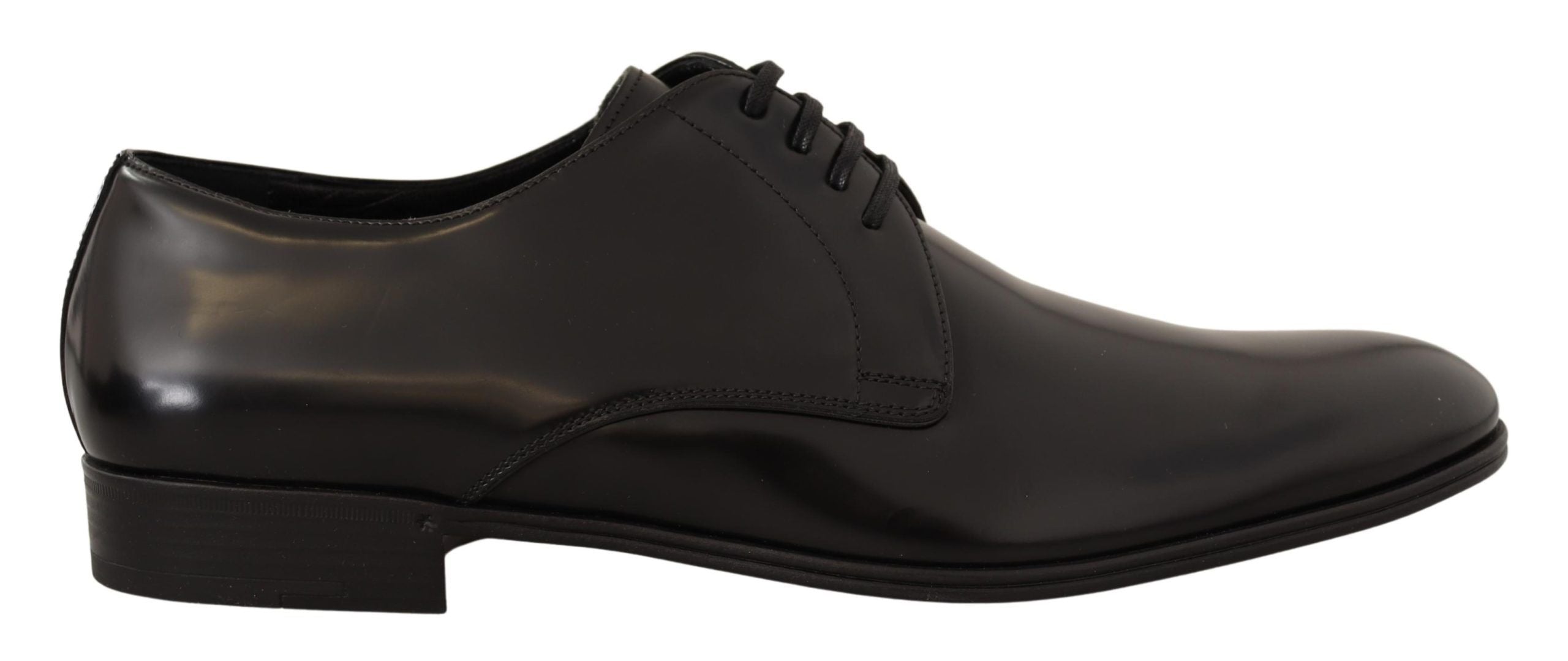 Dolce & Gabbana Black Leather Lace Up Men Dress Derby Shoes LUNESCAPE