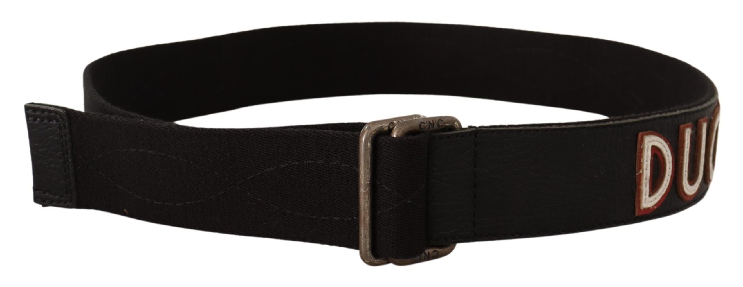 Costume National Black Cotton Ducati Metal Buckle Belt LUNESCAPE
