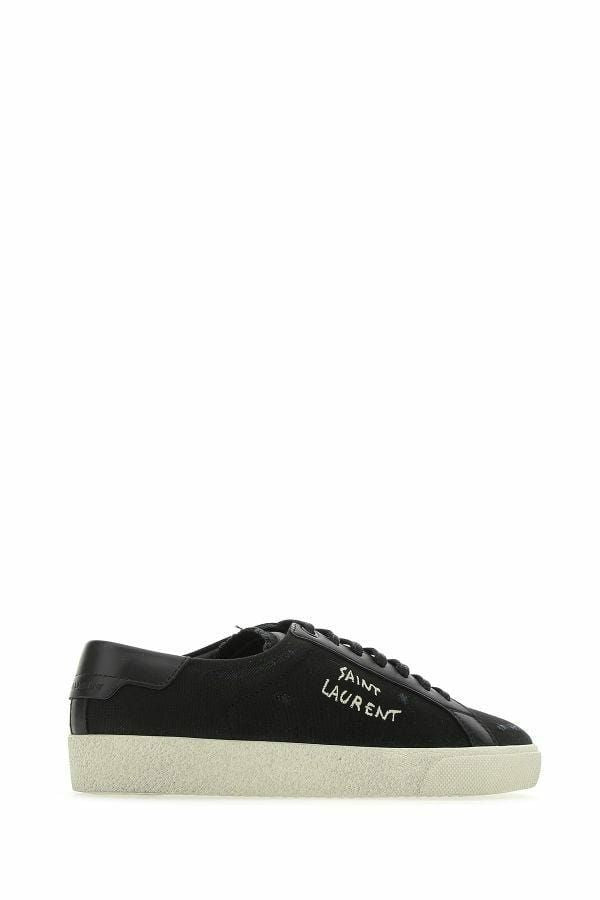 Saint Laurent Sleek Black Canvas & Leather Low-Top Sneakers LUNESCAPE