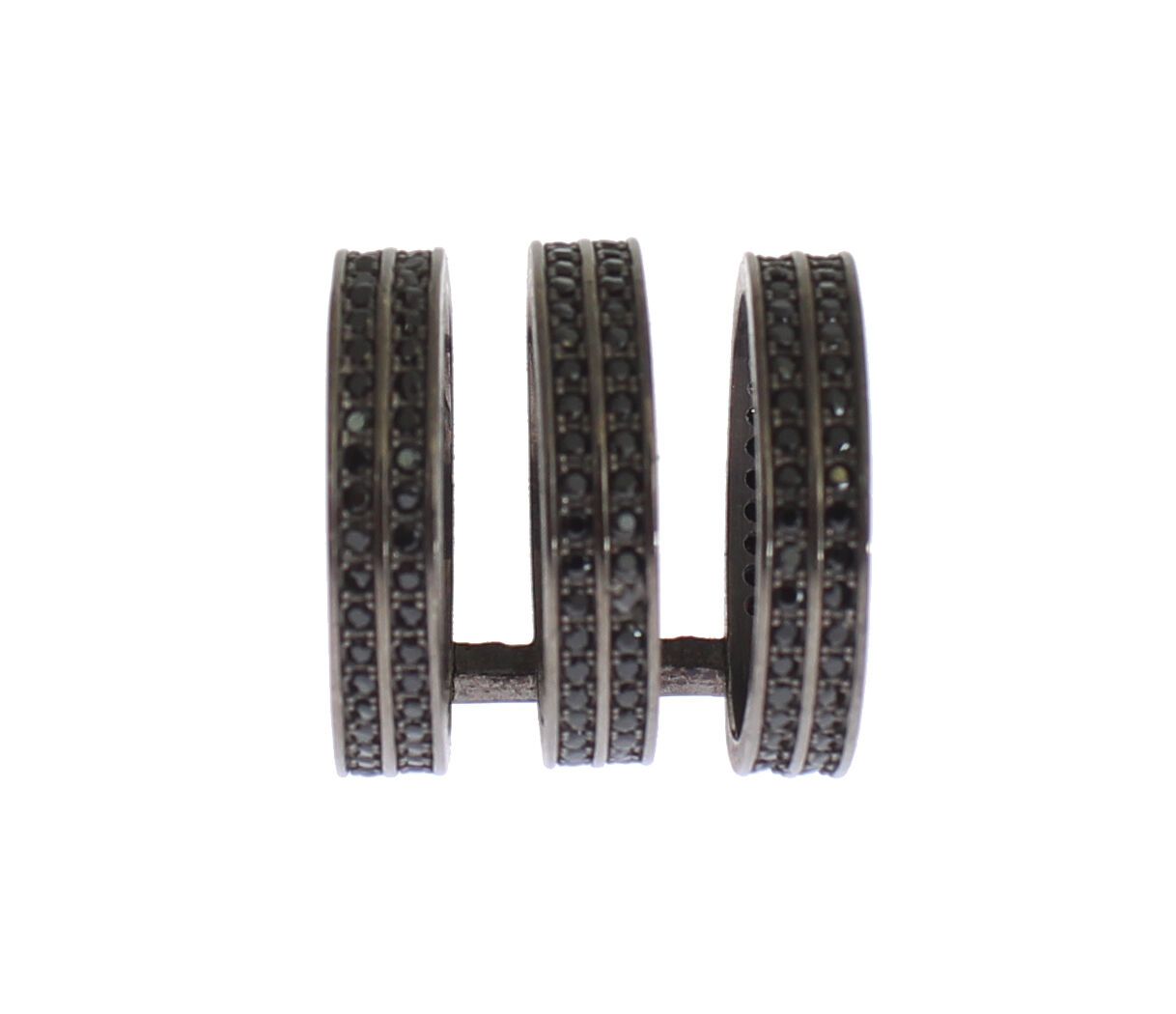 Nialaya Black CZ Rhodium 925 Silver Ring LUNESCAPE