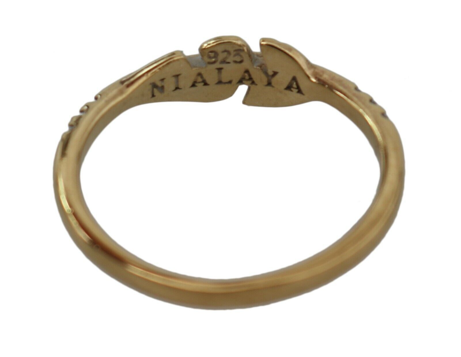 Nialaya Gold Feather Clear CZ 925 Silver Women LUNESCAPE