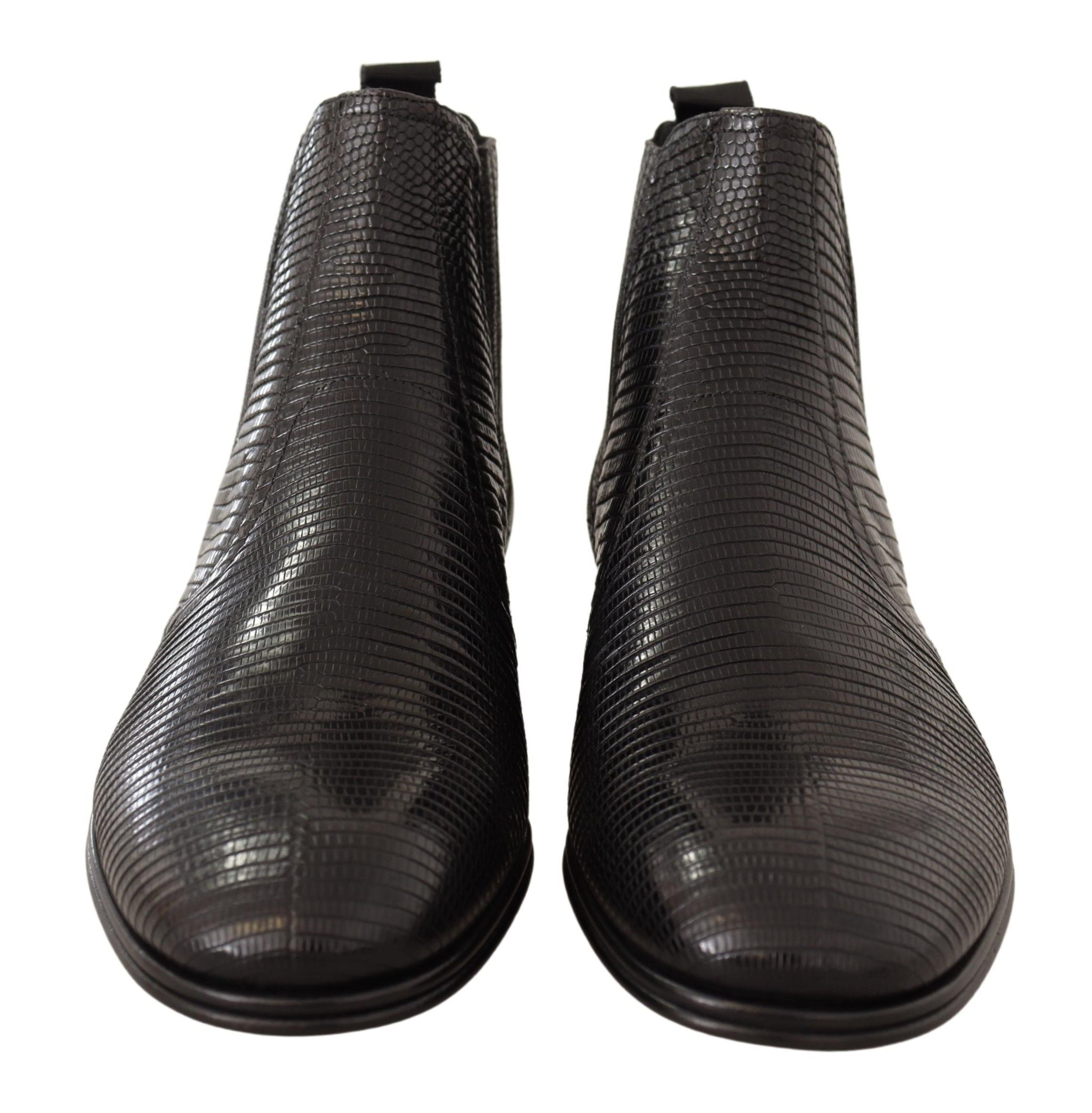 Dolce & Gabbana Black Leather Lizard Skin Ankle Boots LUNESCAPE