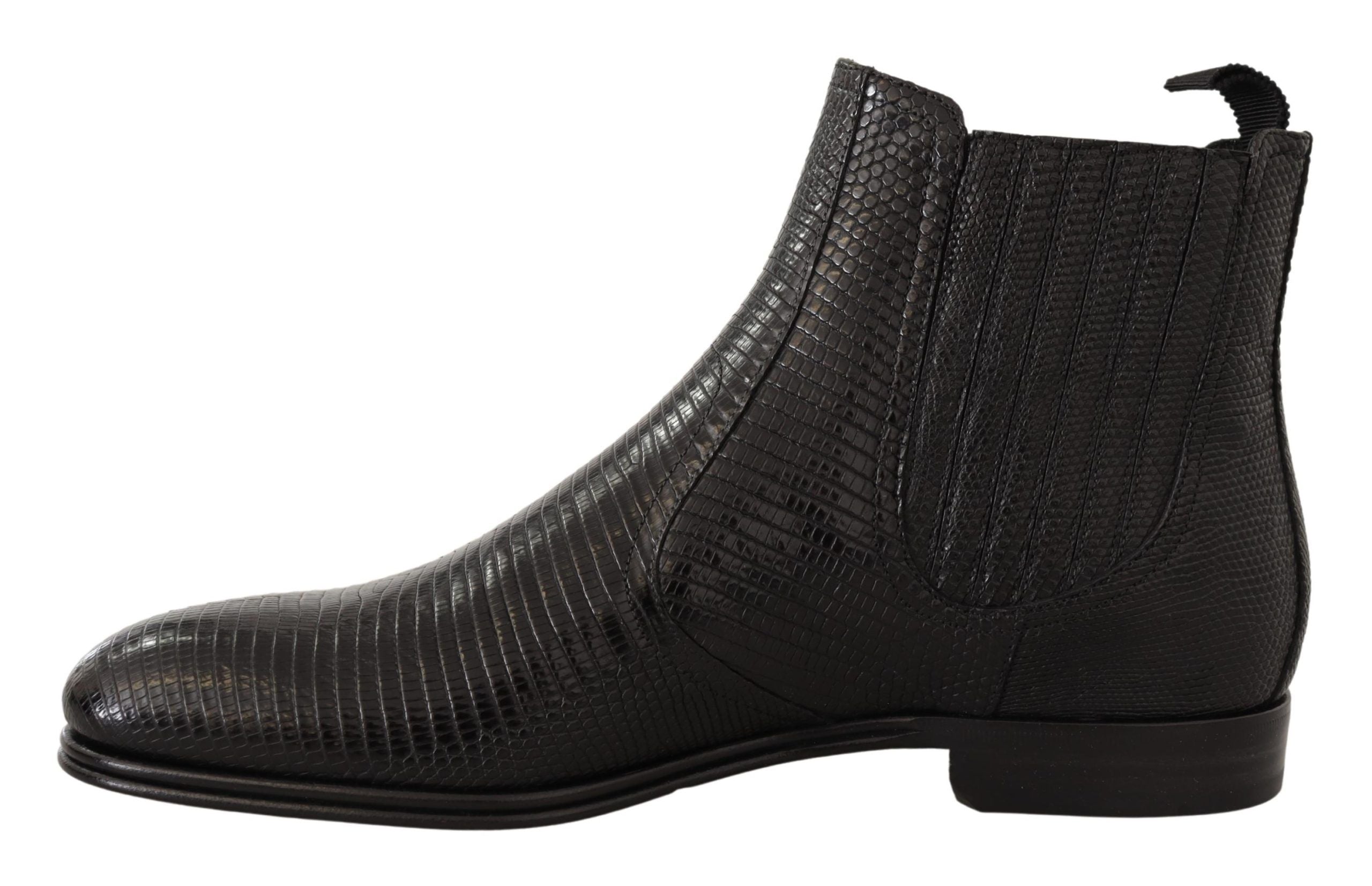 Dolce & Gabbana Black Leather Lizard Skin Ankle Boots LUNESCAPE