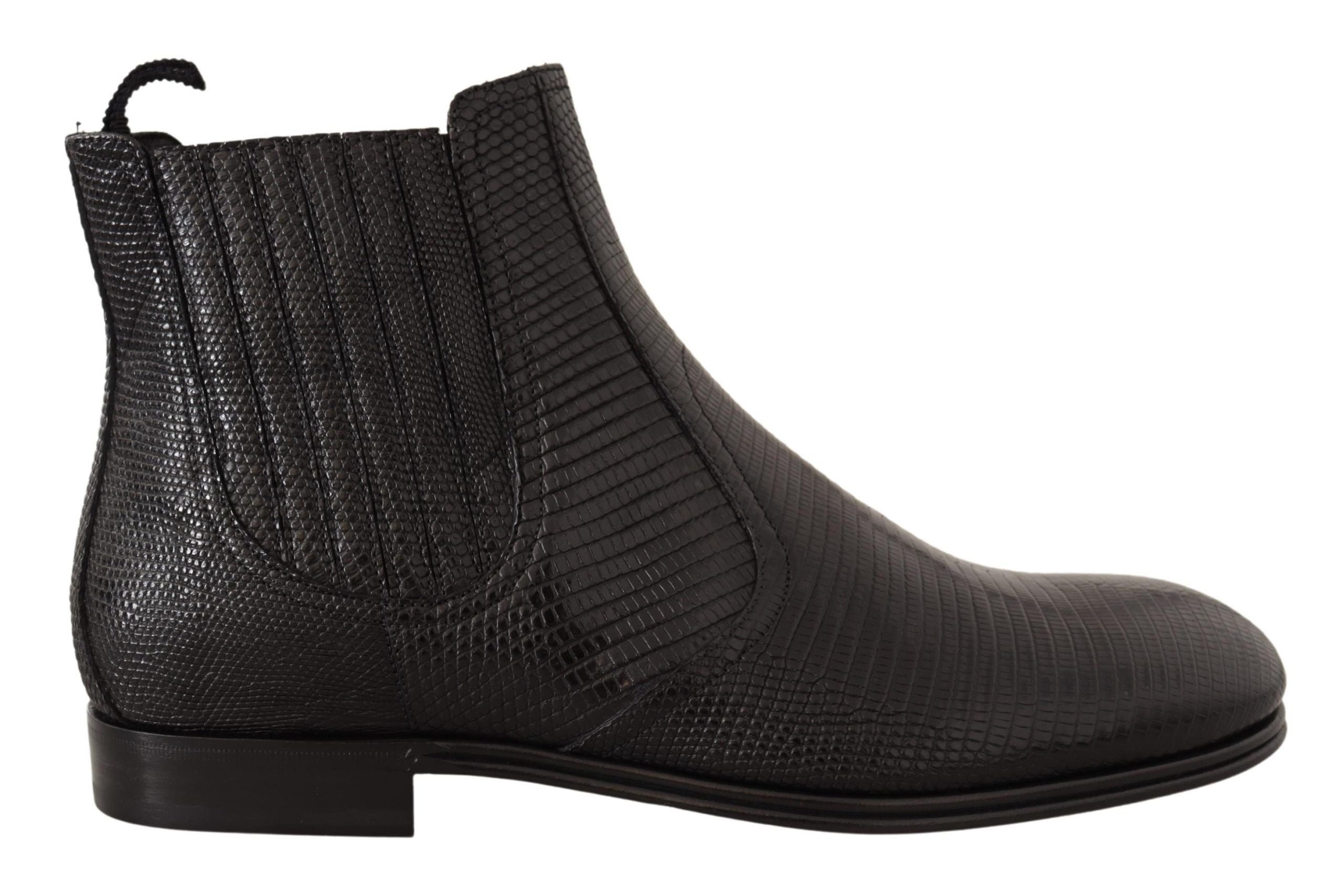 Dolce & Gabbana Black Leather Lizard Skin Ankle Boots LUNESCAPE