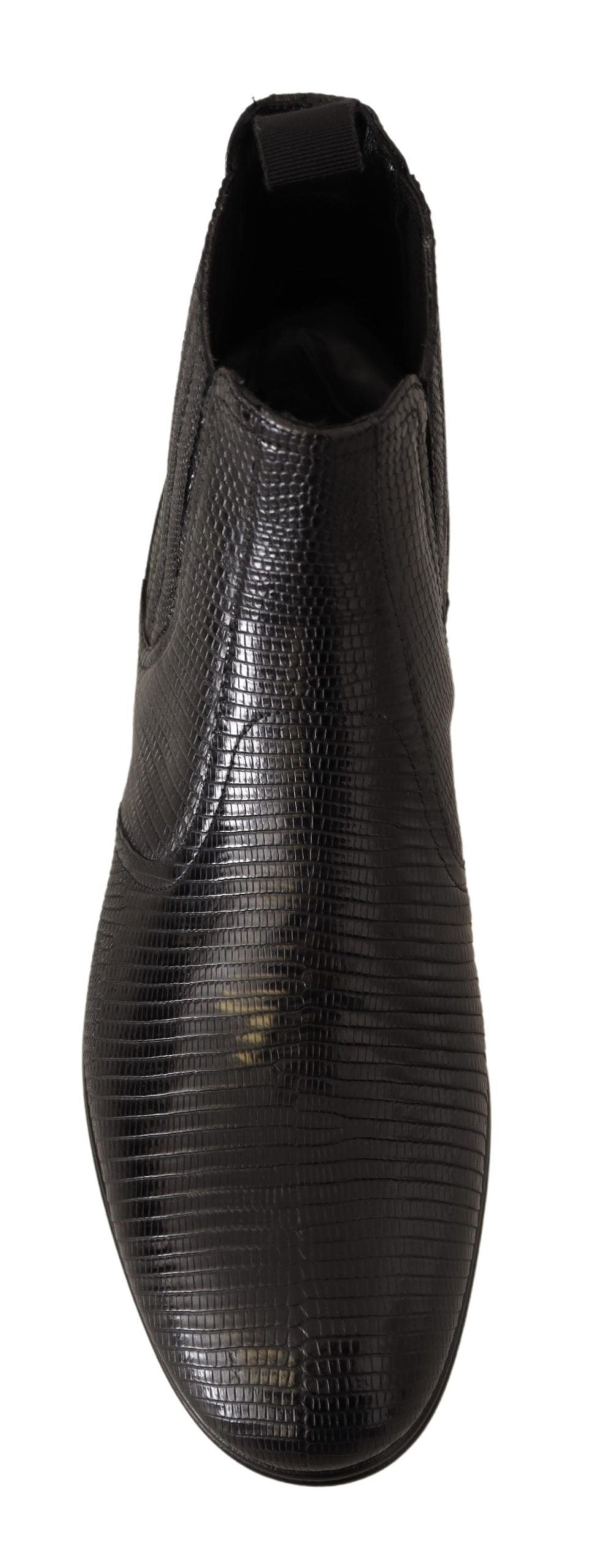 Dolce & Gabbana Black Leather Lizard Skin Ankle Boots LUNESCAPE