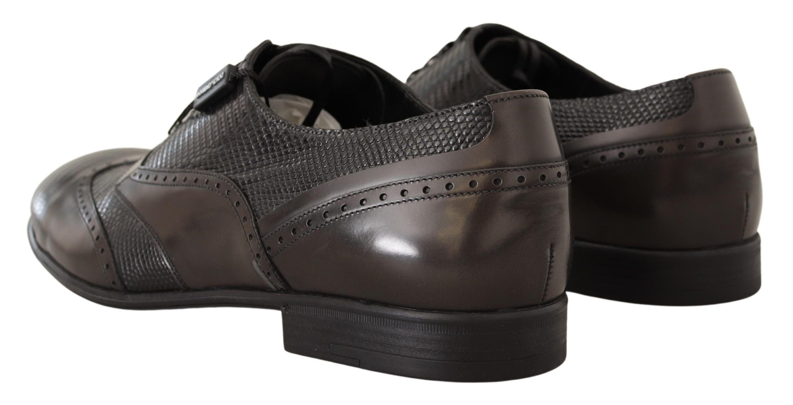 Dolce & Gabbana Brown Lizard Skin Leather Oxford Dress Shoes LUNESCAPE