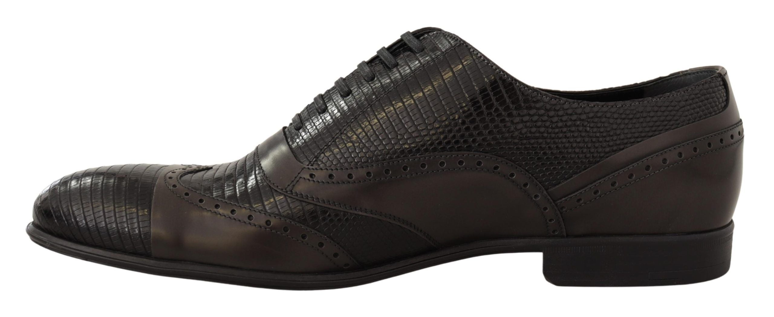Dolce & Gabbana Brown Lizard Skin Leather Oxford Dress Shoes LUNESCAPE