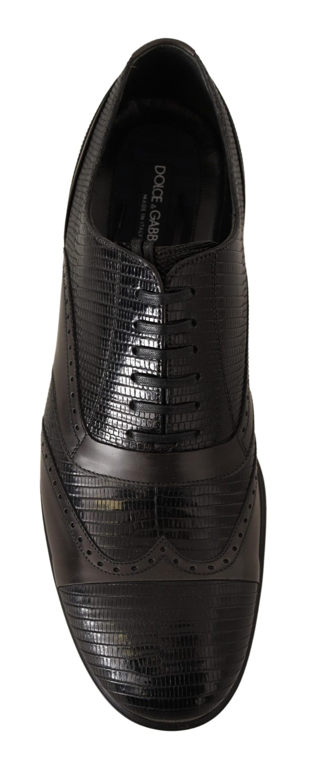 Dolce & Gabbana Brown Lizard Skin Leather Oxford Dress Shoes LUNESCAPE