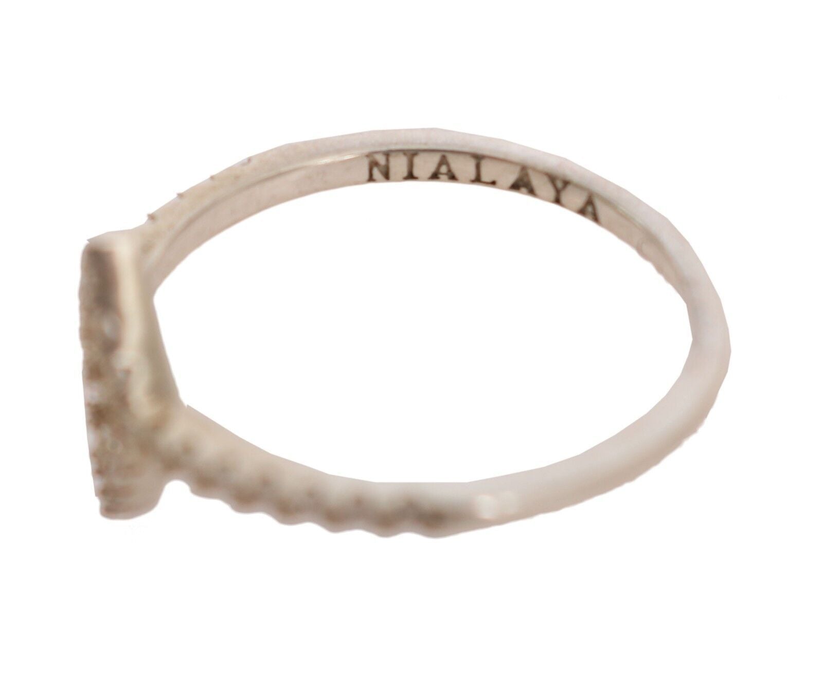 Nialaya Silver Rhombus Womens Clear CZ 925 Silver Ring LUNESCAPE