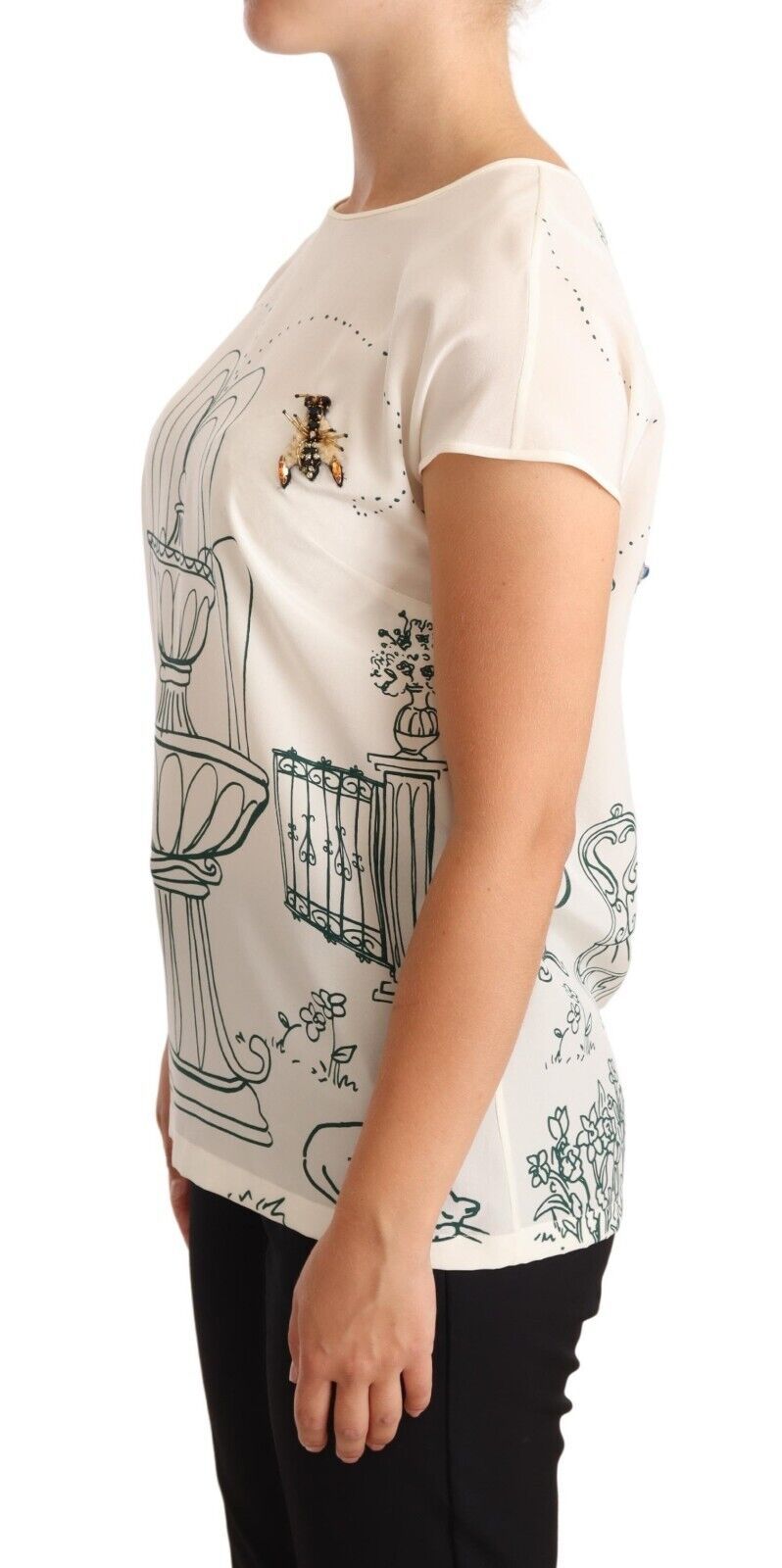 Dolce & Gabbana Elegant Silk Botanical Garden Fountain Tee LUNESCAPE
