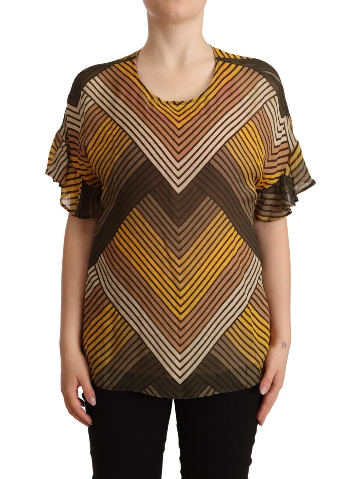 Twinset Chic Multicolor Striped Short Sleeve Blouse LUNESCAPE