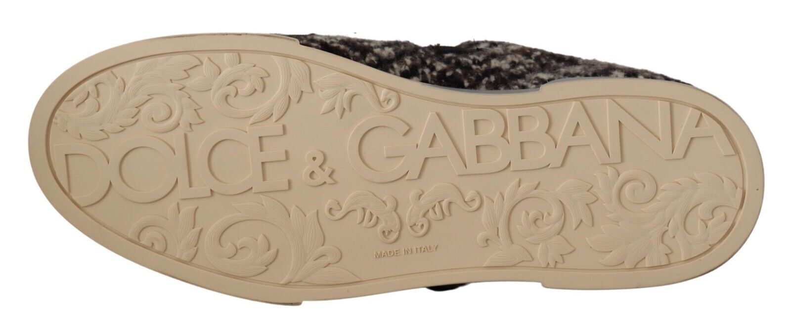 Dolce & Gabbana Silver Leather Brown Cotton Wool Sneakers Shoes LUNESCAPE