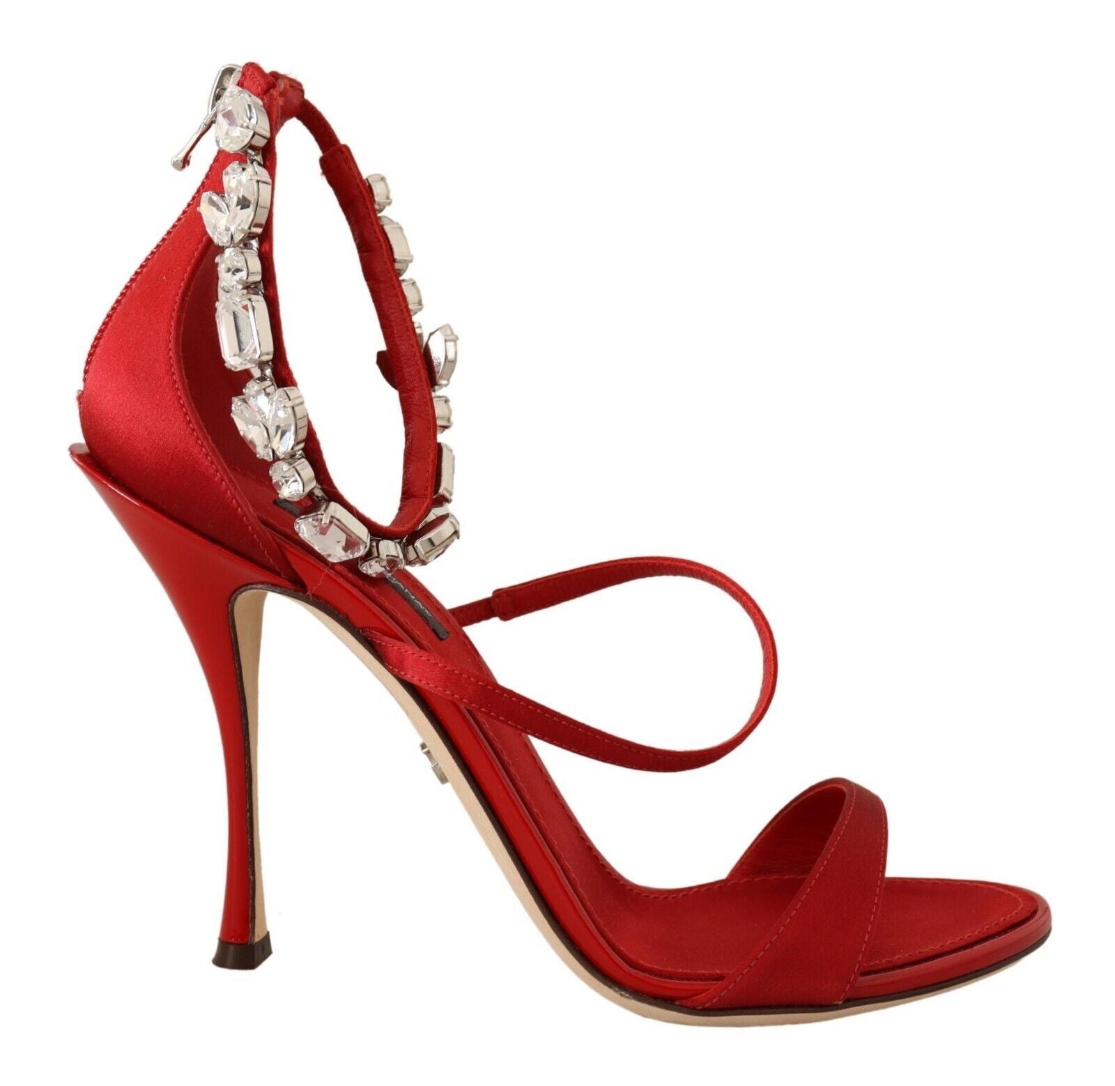 Dolce & Gabbana Red Satin Crystals Sandals Keira Heels Shoes LUNESCAPE