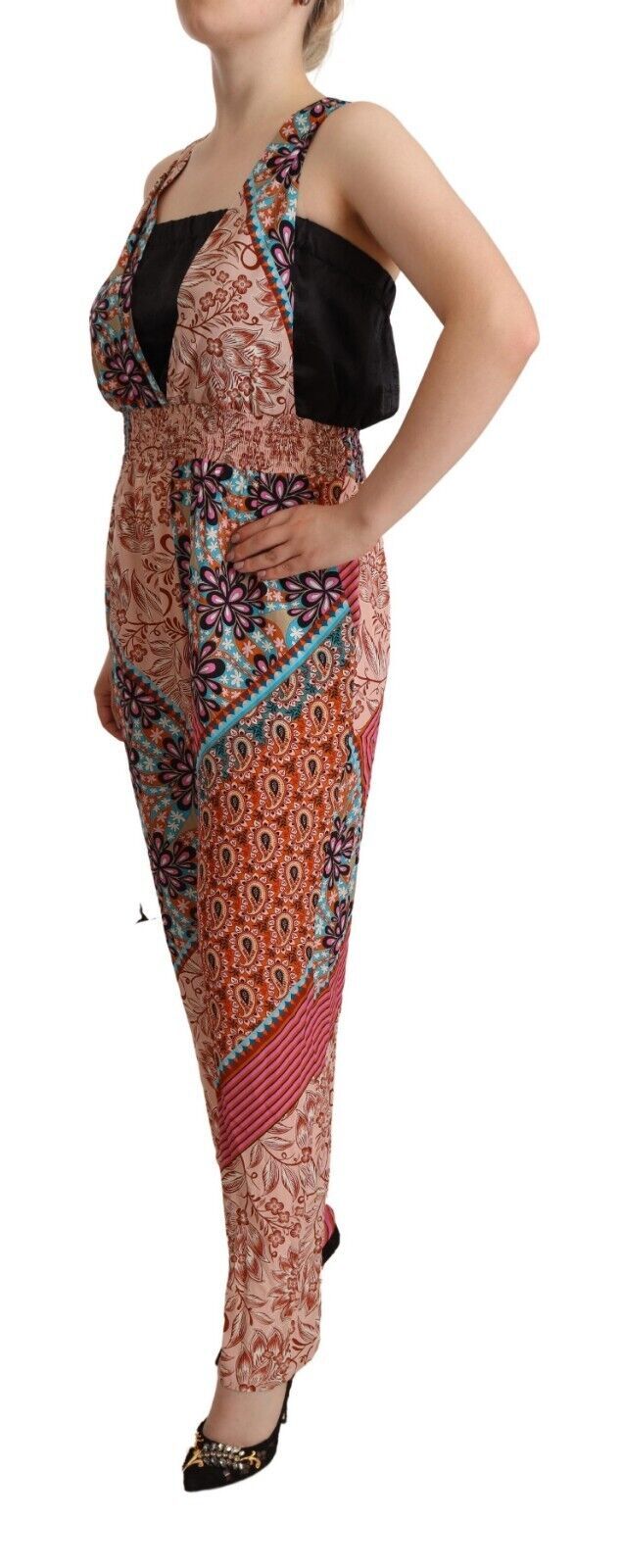 PINKO Chic Multicolor Sleeveless V-Neck Jumpsuit LUNESCAPE