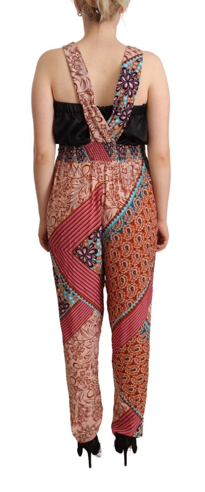 PINKO Chic Multicolor Sleeveless V-Neck Jumpsuit LUNESCAPE