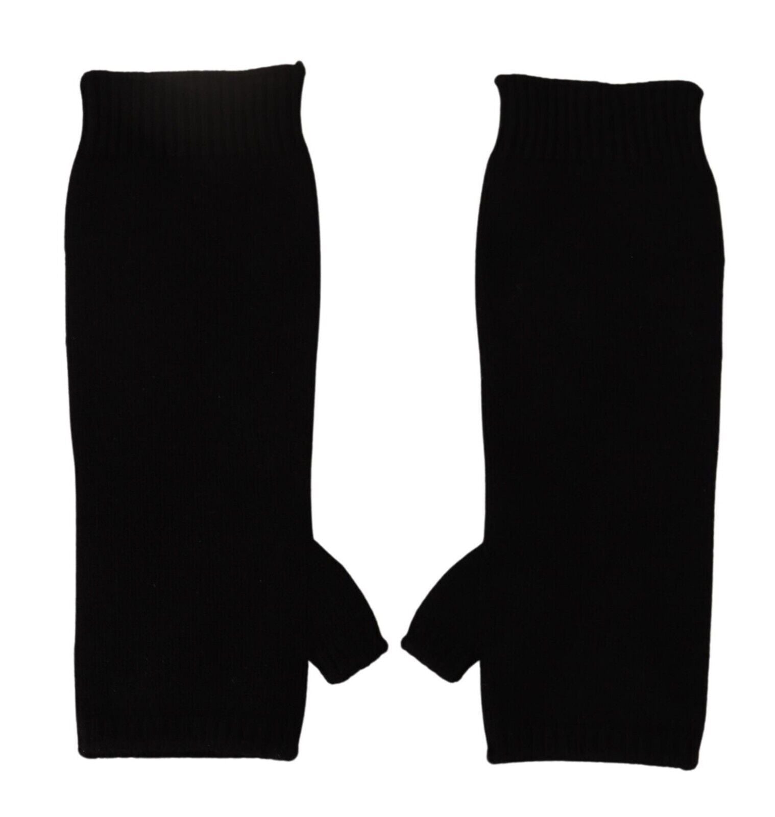 Dolce & Gabbana Black Knitted Fingerless Elbow Length Gloves LUNESCAPE