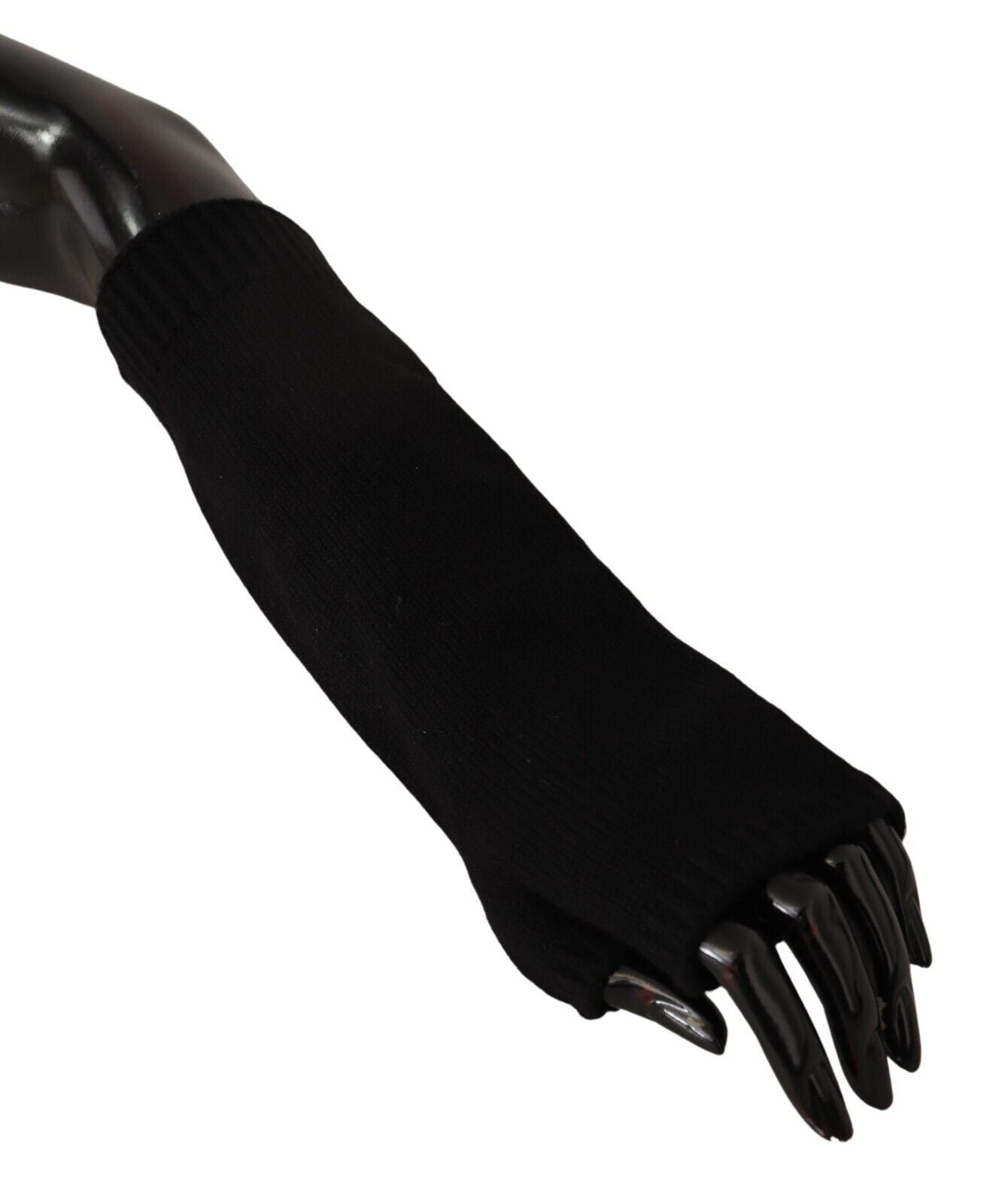 Dolce & Gabbana Black Knitted Fingerless Elbow Length Gloves LUNESCAPE