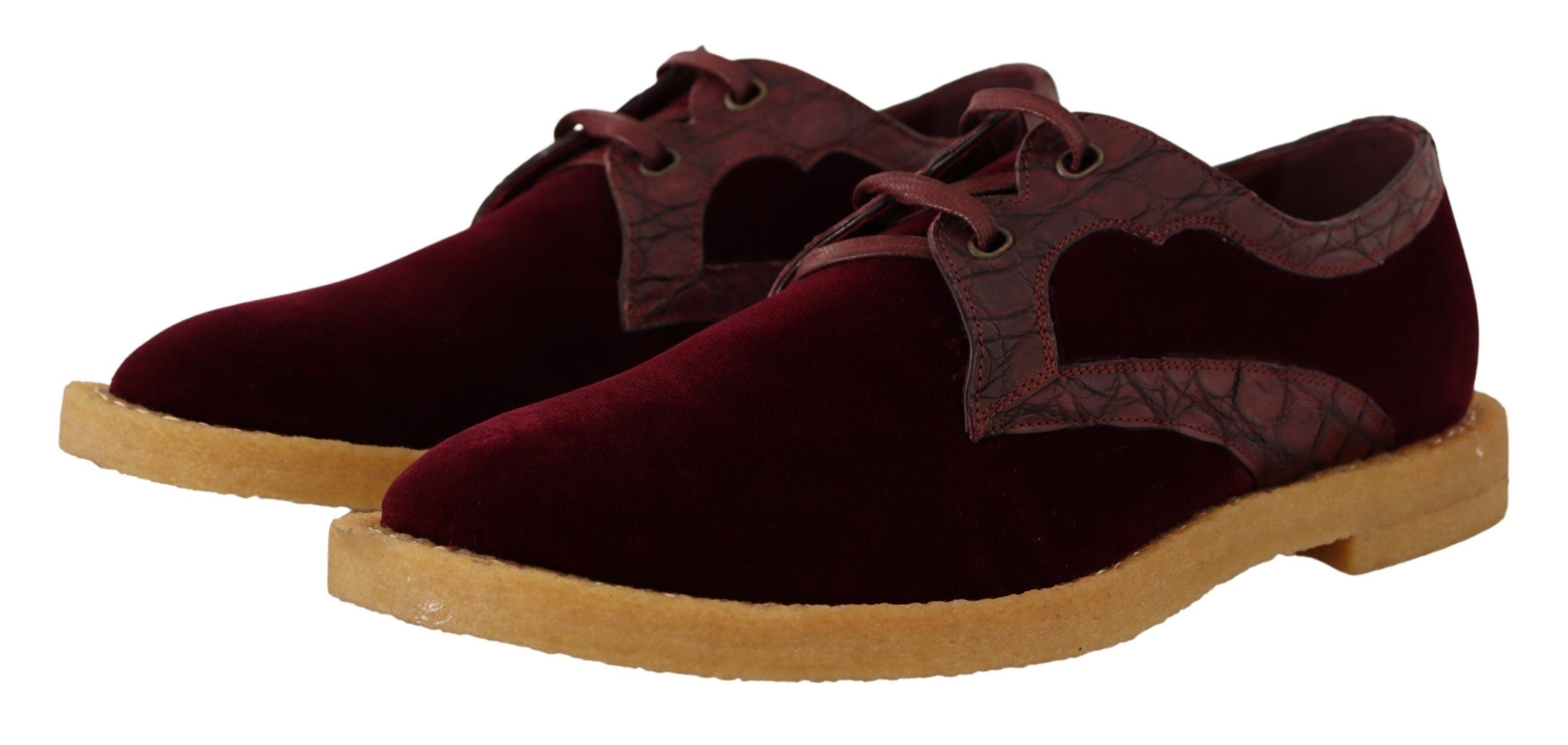 Dolce & Gabbana Bordeaux Velvet Exotic Leather Shoes LUNESCAPE