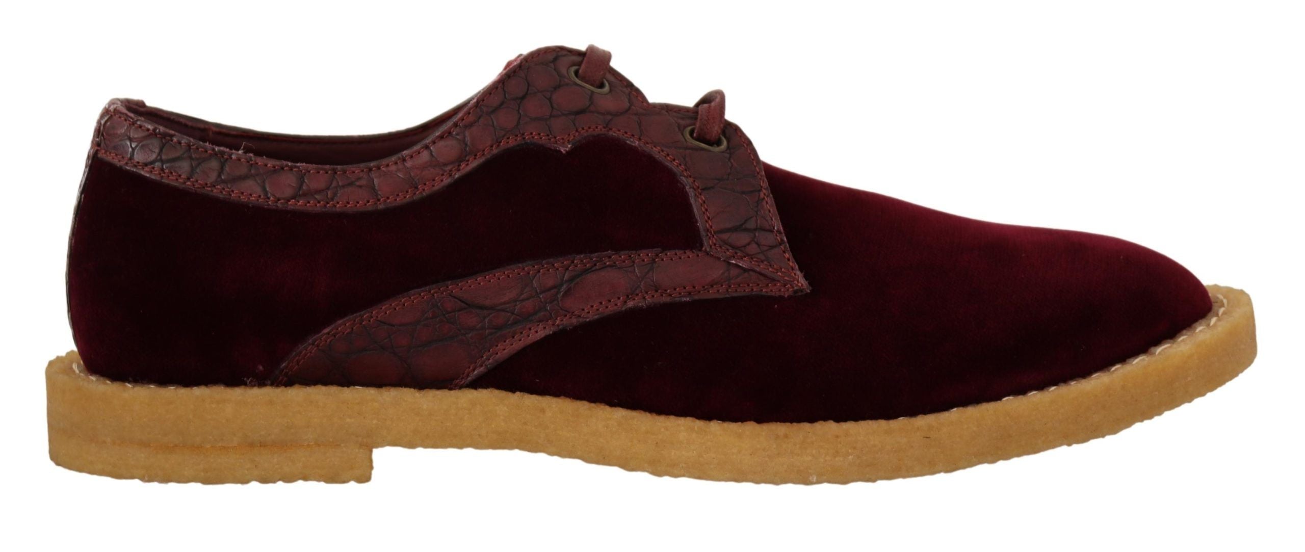 Dolce & Gabbana Bordeaux Velvet Exotic Leather Shoes LUNESCAPE