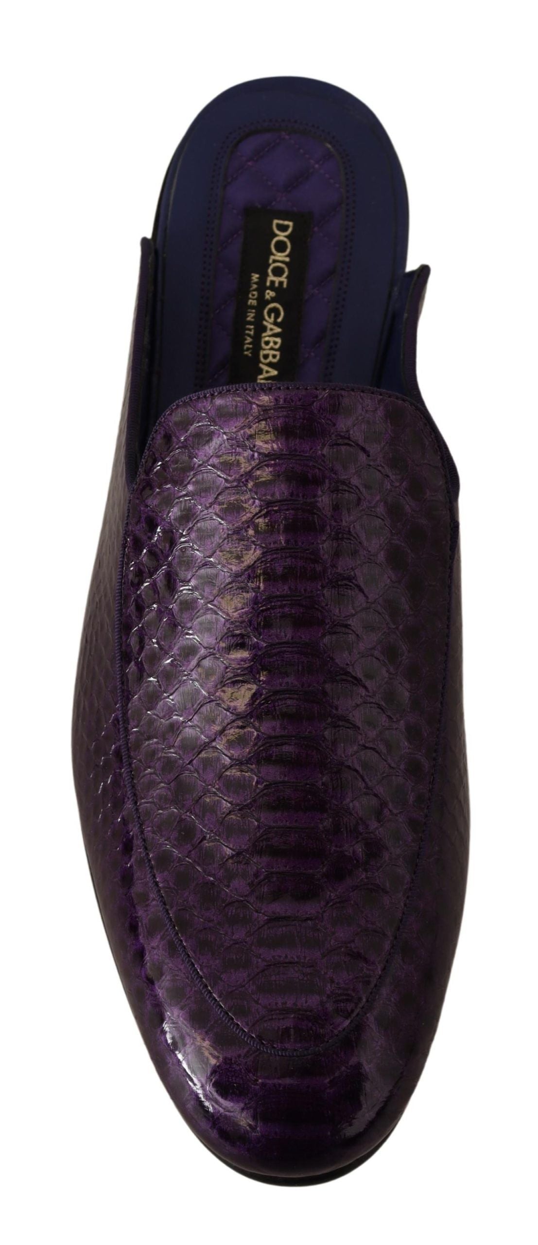 Dolce & Gabbana Purple Exotic Leather Flats Slides Shoes LUNESCAPE