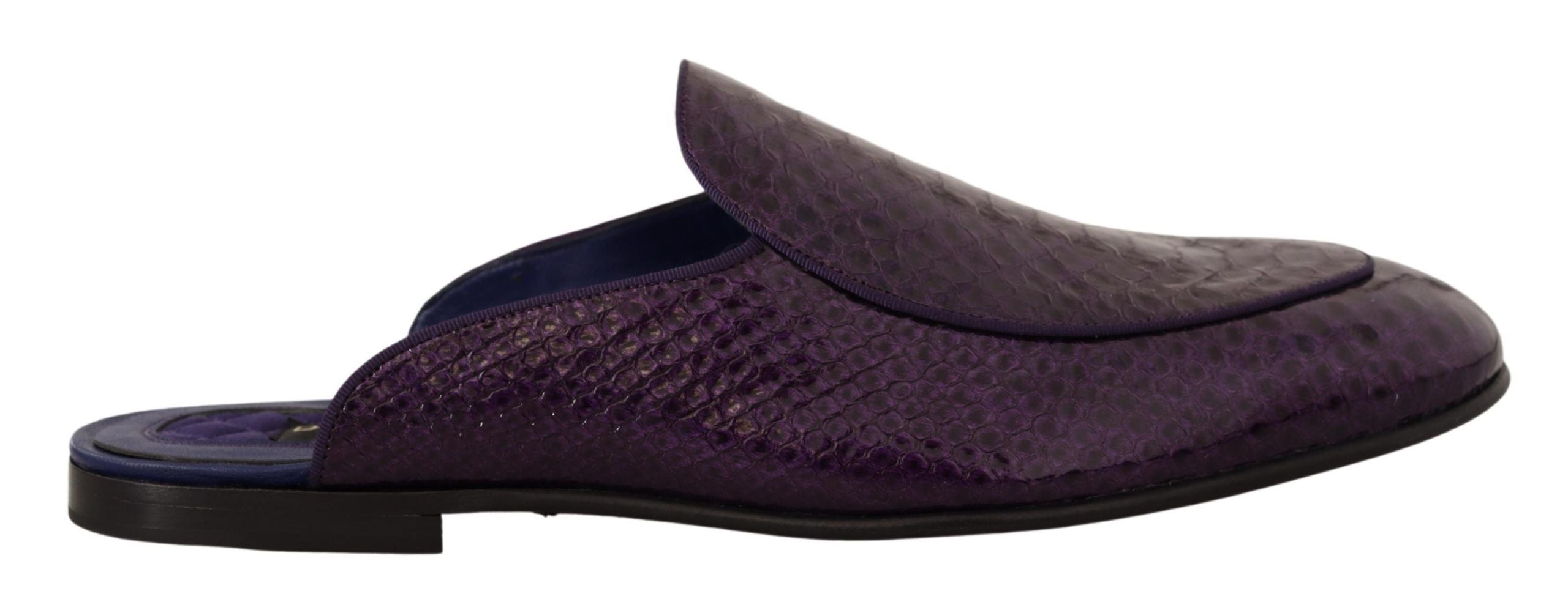 Dolce & Gabbana Purple Exotic Leather Flats Slides Shoes LUNESCAPE