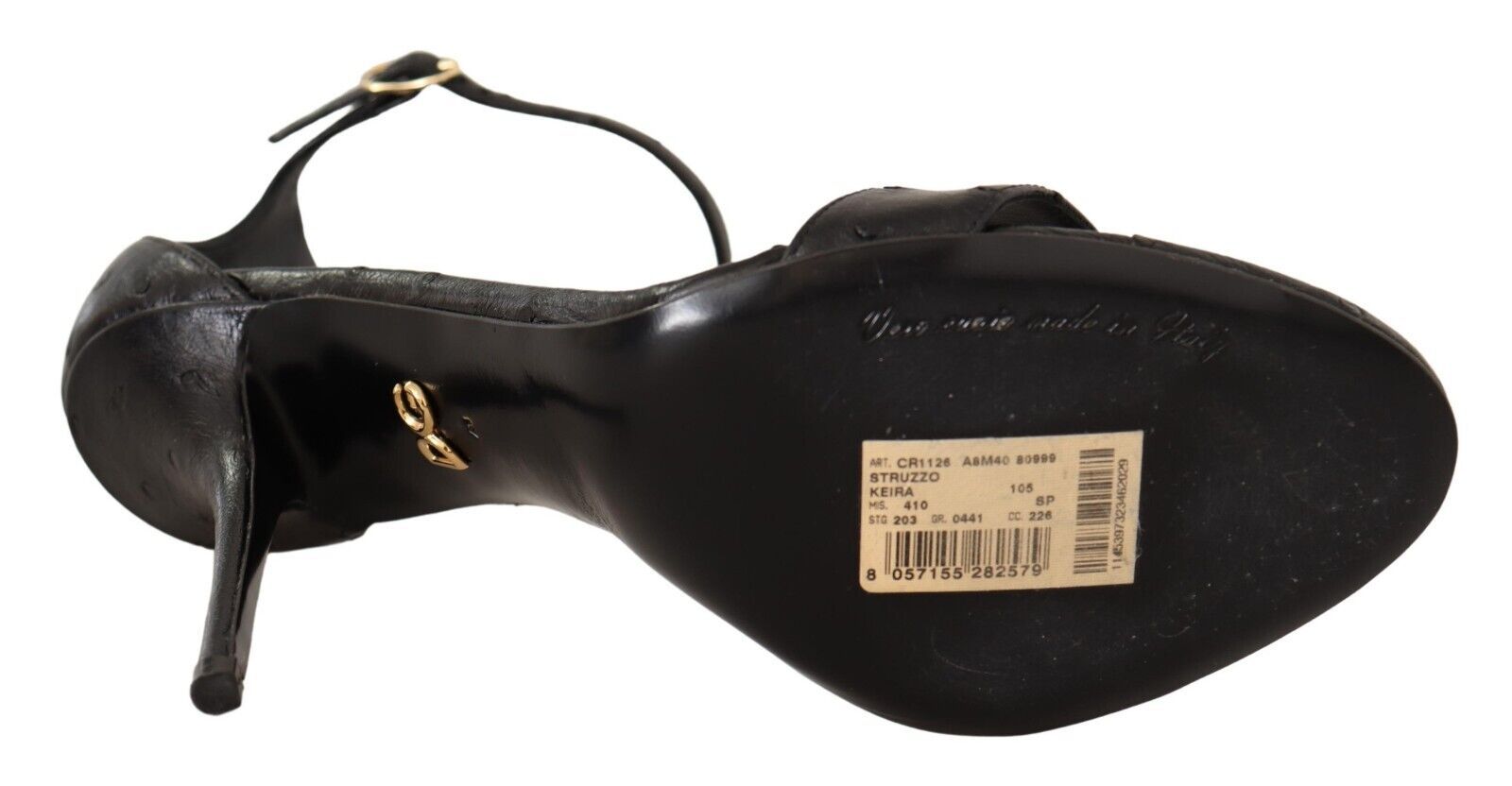 Dolce & Gabbana Black Ostrich Ankle Strap Heels Sandals Shoes LUNESCAPE