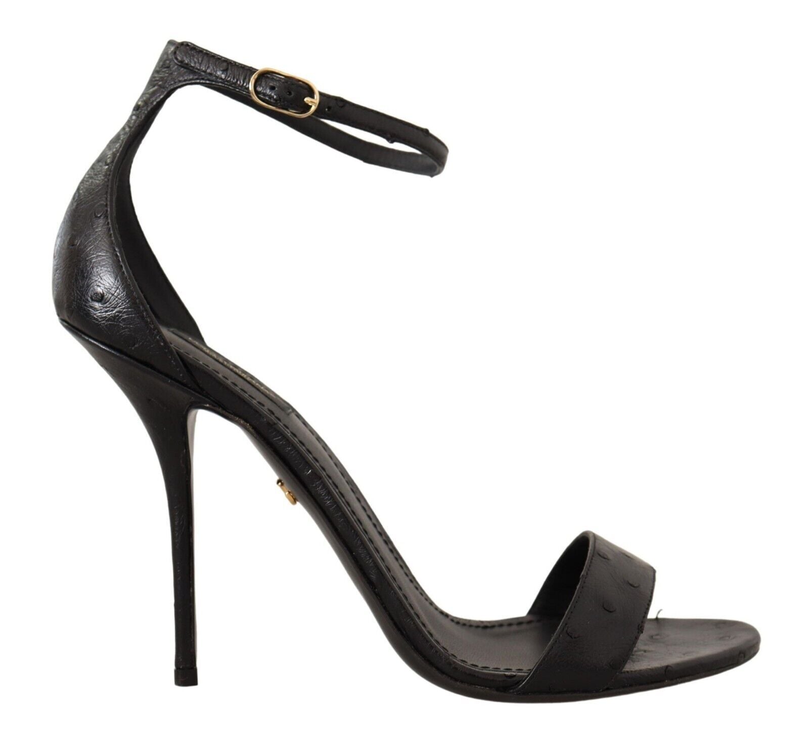 Dolce & Gabbana Black Ostrich Ankle Strap Heels Sandals Shoes LUNESCAPE