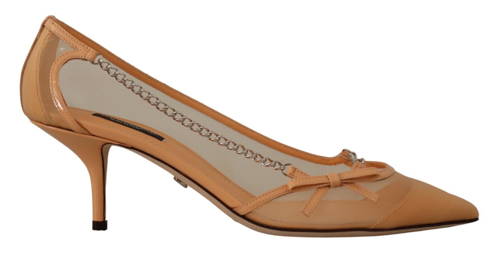 Dolce & Gabbana Peach Mesh Leather Chains Heels Pumps Shoes LUNESCAPE