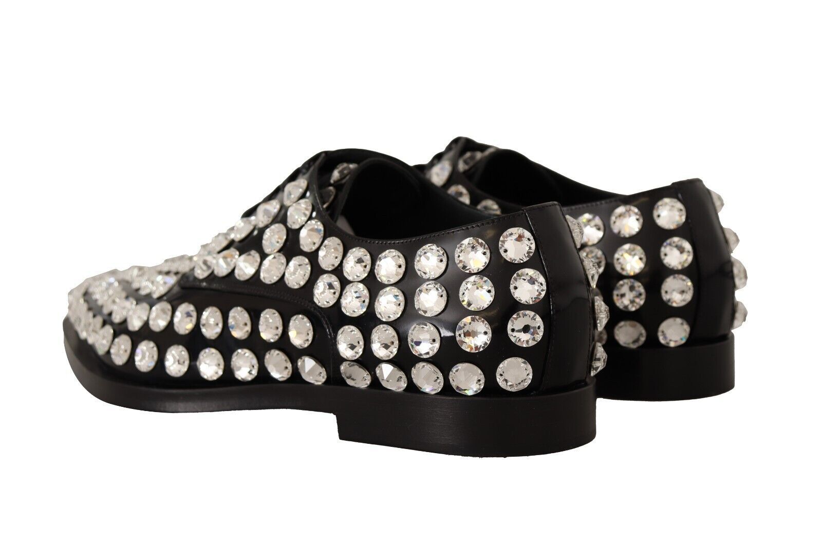 Dolce & Gabbana Black Leather Crystals Lace Up Formal Shoes LUNESCAPE