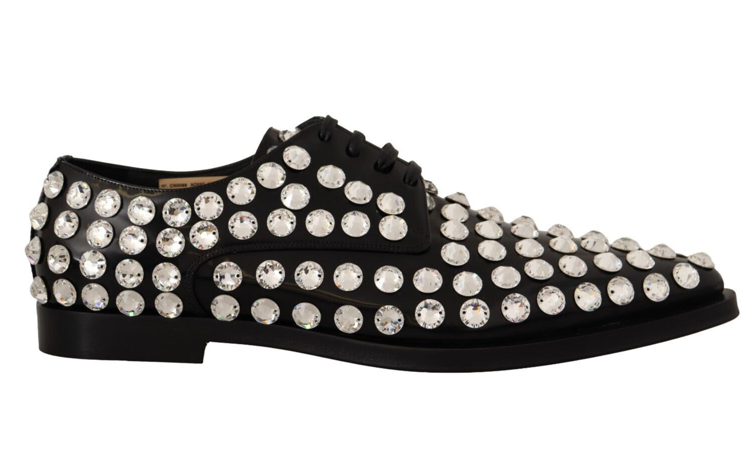 Dolce & Gabbana Black Leather Crystals Lace Up Formal Shoes LUNESCAPE