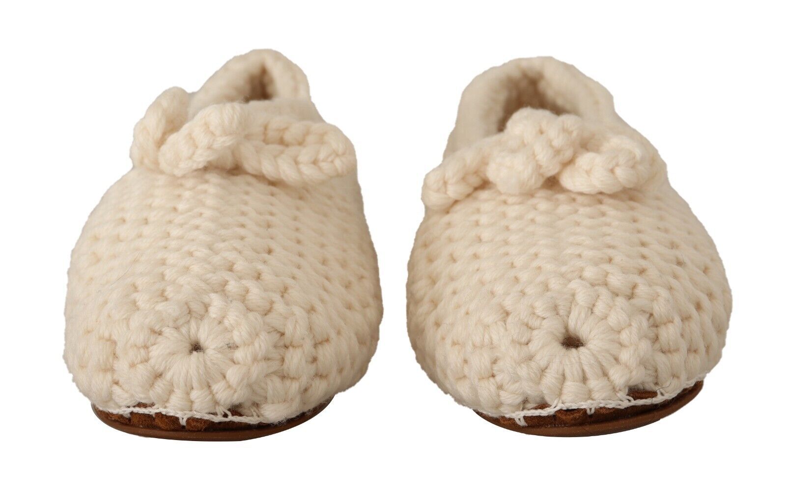 Dolce & Gabbana White Slip On Ballerina Flats Wool Knit Shoes LUNESCAPE
