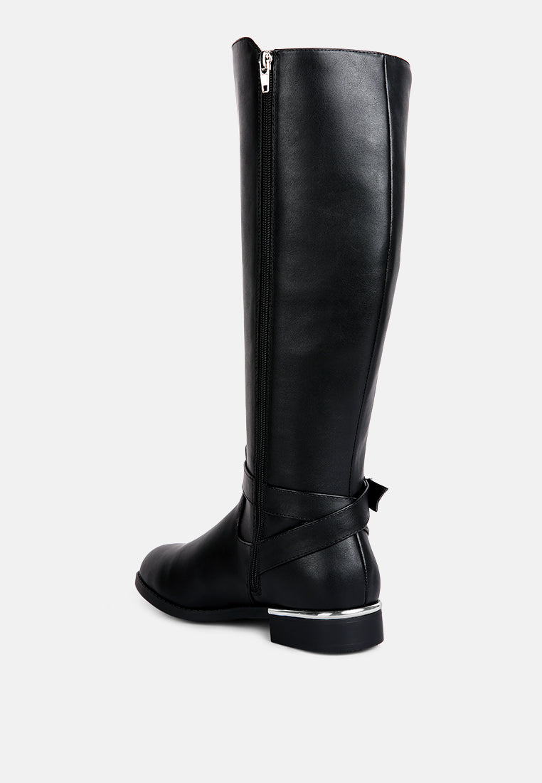 Renny Buckle Strap Embellished Calf Boots LUNESCAPE