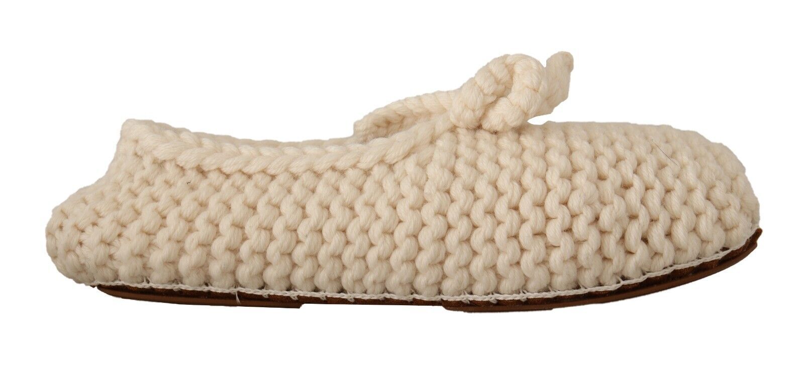 Dolce & Gabbana White Slip On Ballerina Flats Wool Knit Shoes LUNESCAPE