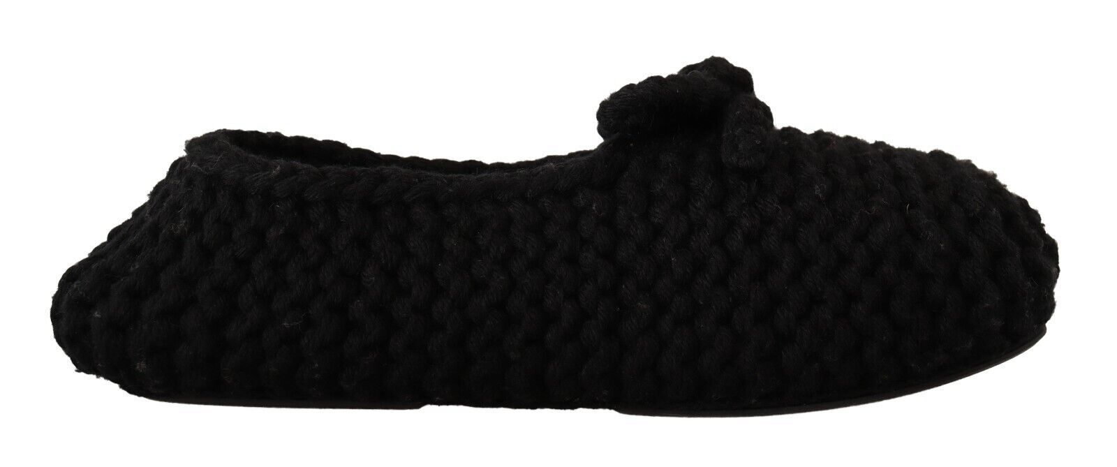Dolce & Gabbana Elegant Black Wool Knit Ballet Flats LUNESCAPE