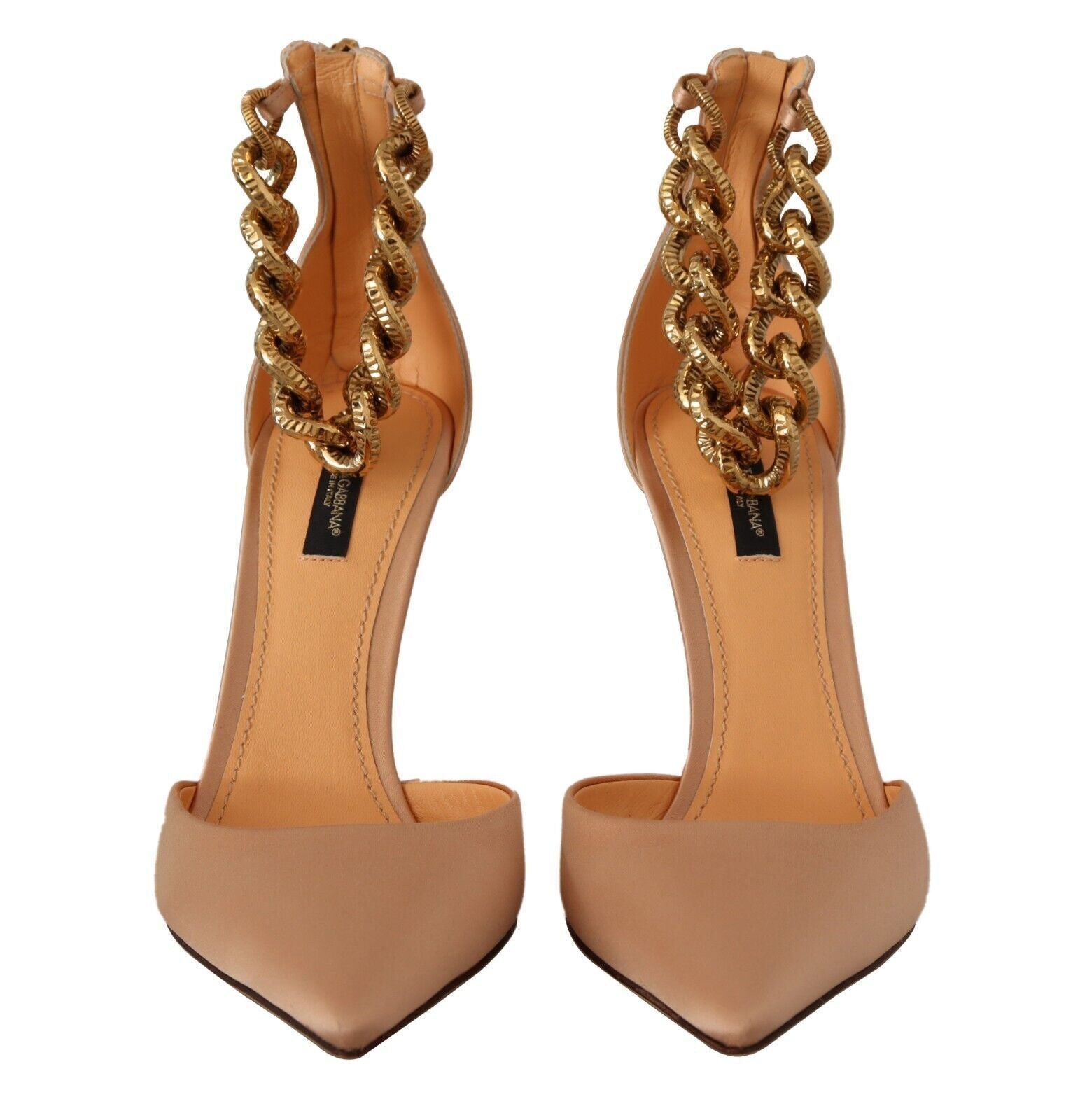 Dolce & Gabbana Beige Ankle Chain Strap High Heels Pumps Shoes LUNESCAPE