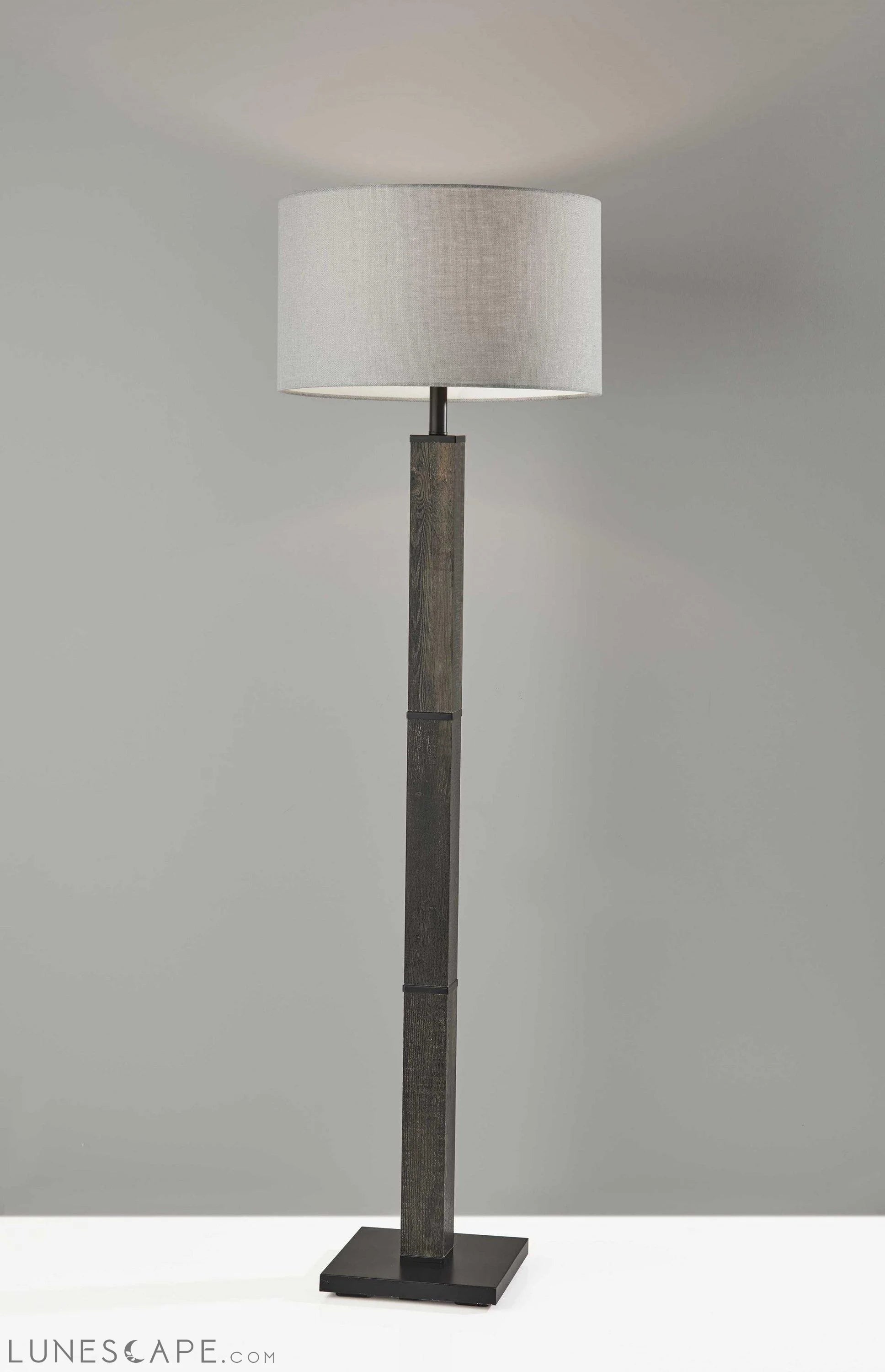 18" X 18" X 61.5" Black Wood Floor Lamp LUNESCAPE