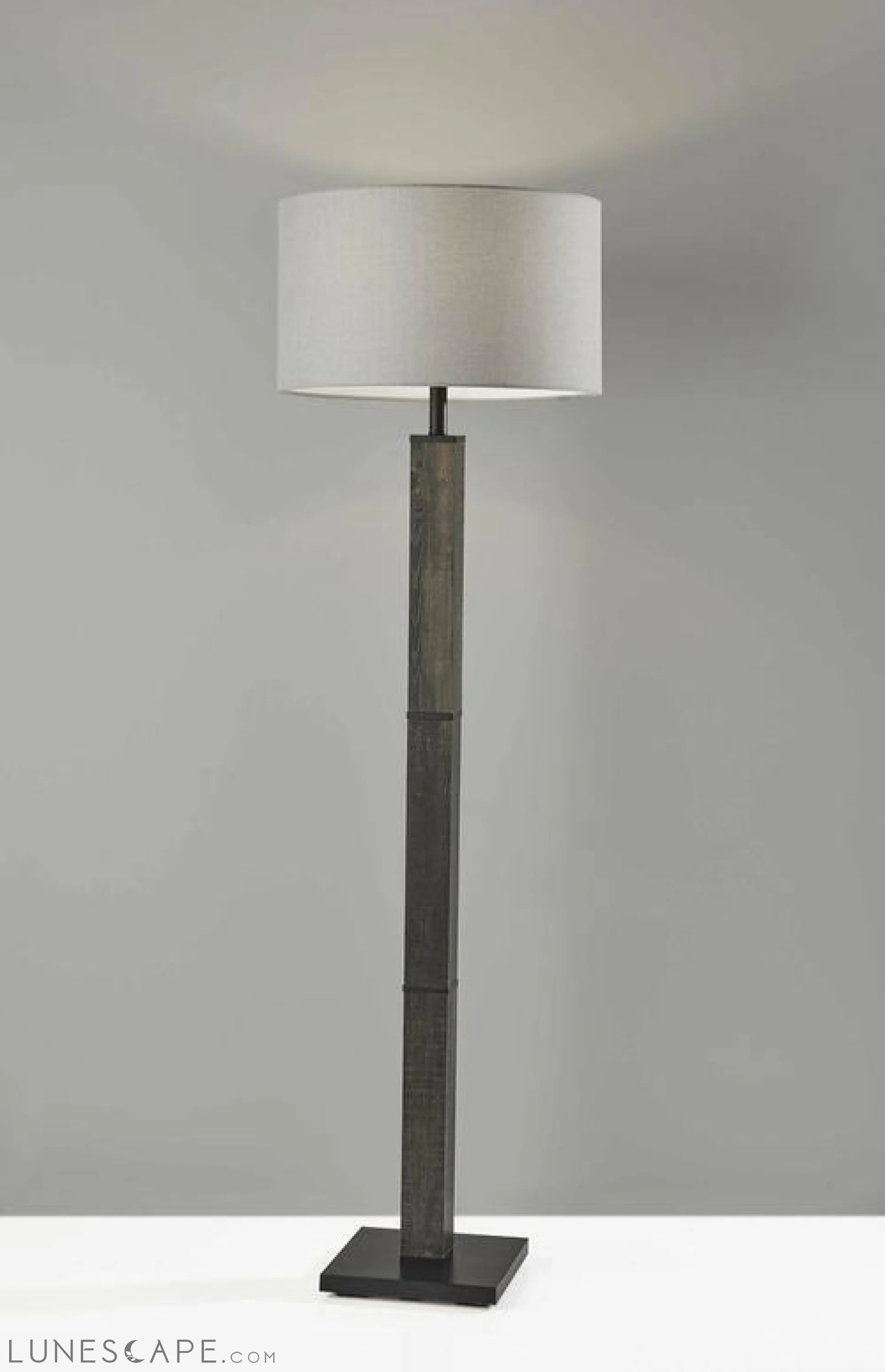18" X 18" X 61.5" Black Wood Floor Lamp LUNESCAPE