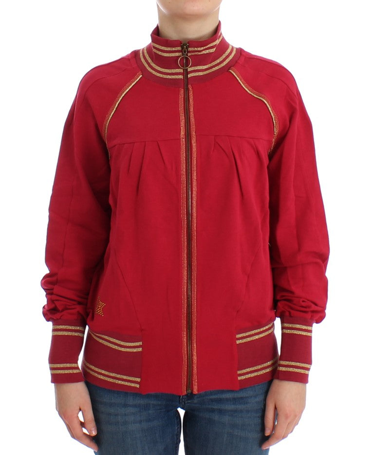 John Galliano Elegant Pink Zip Cardigan with Logo Detailing LUNESCAPE