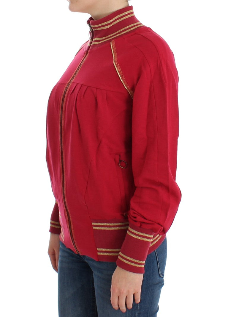 John Galliano Elegant Pink Zip Cardigan with Logo Detailing LUNESCAPE