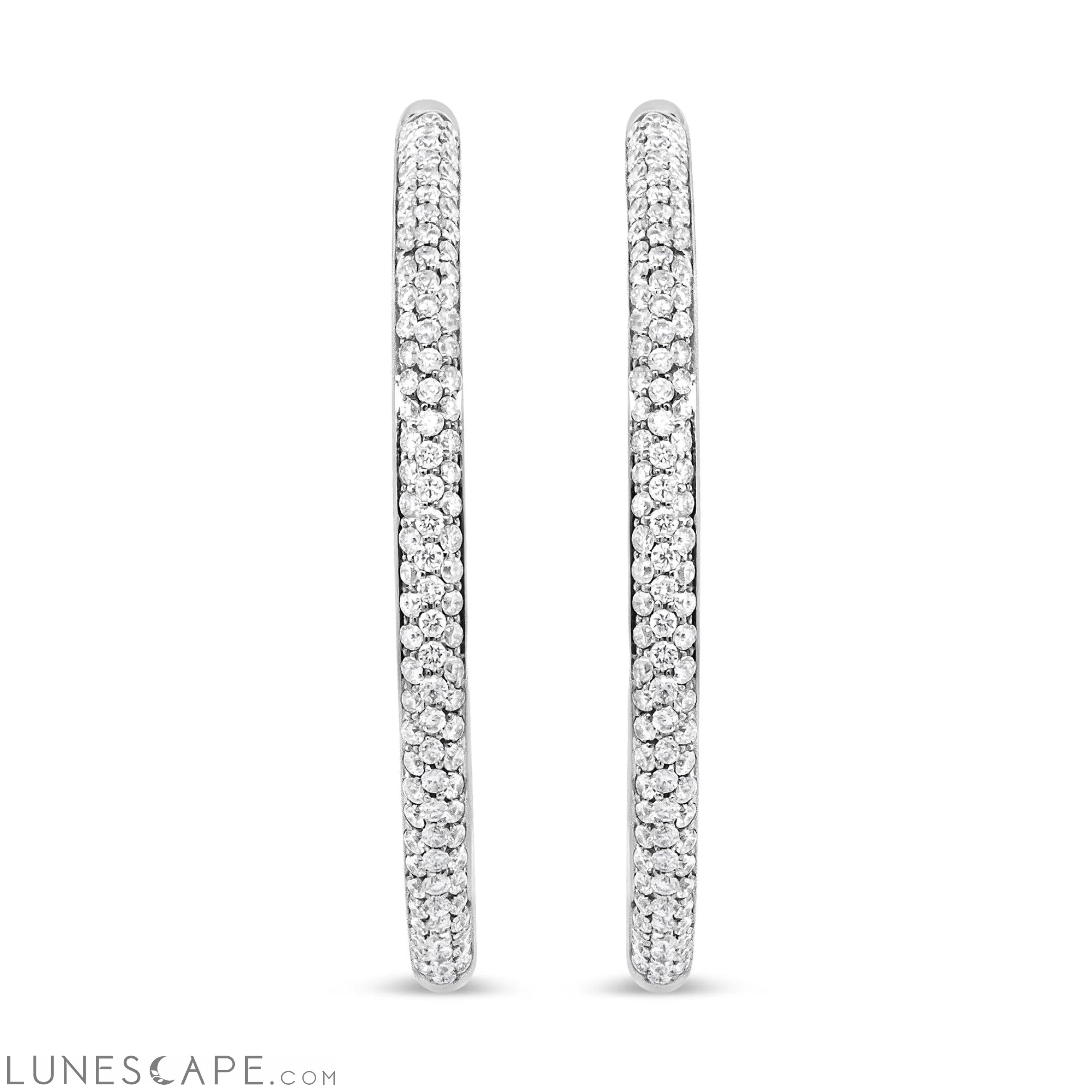 18K W Gold 2.00 Cttw Round-Cut Diamond Inner-Outer Hoop Earrings (F-G, VS1-VS2) LUNESCAPE