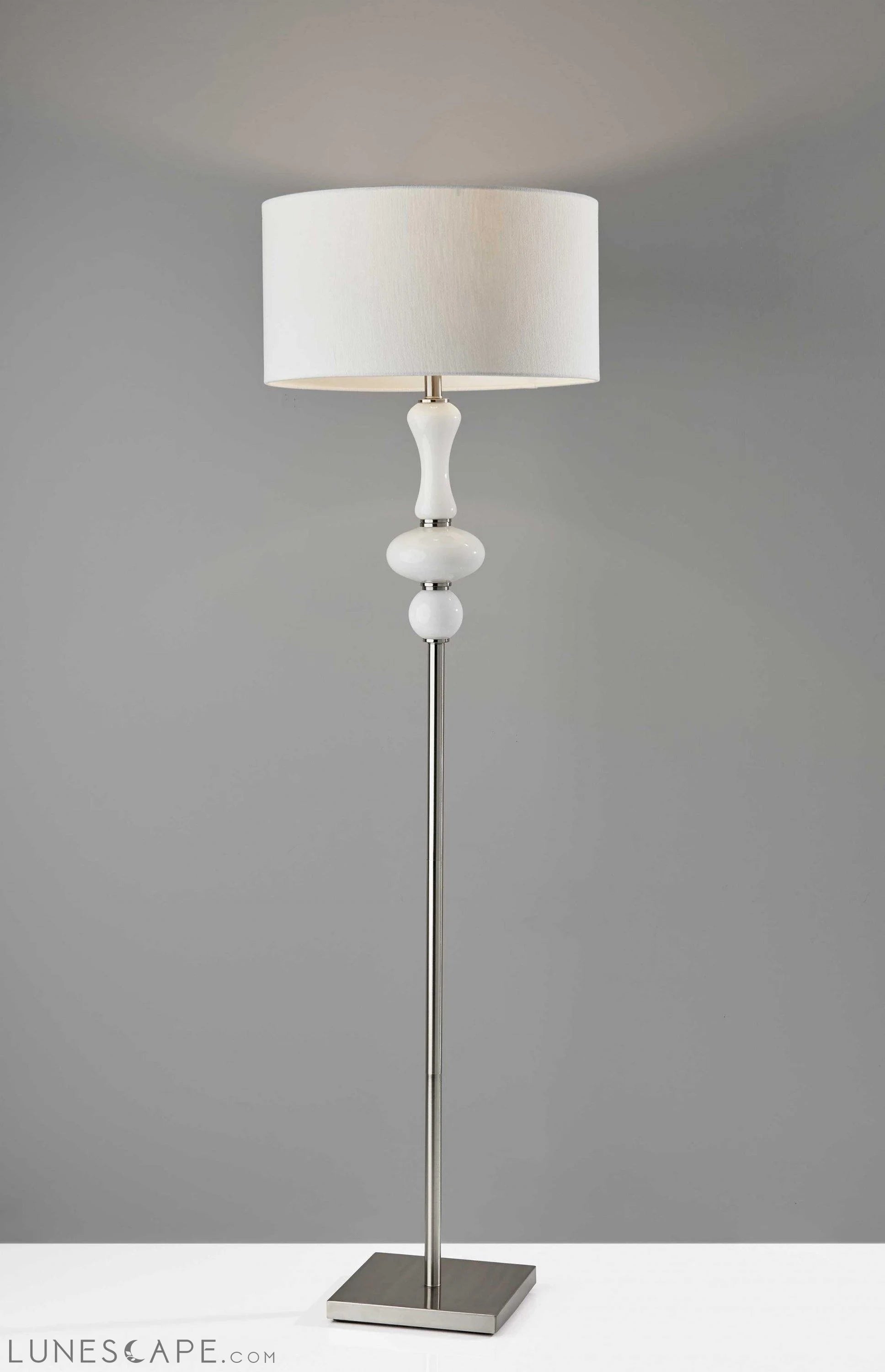 19" X 19" X 65.5" Black Metal Glass Fabric Floor Lamp LUNESCAPE