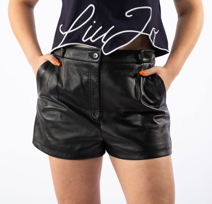 Dolce & Gabbana Black Lambskin Women Short LUNESCAPE