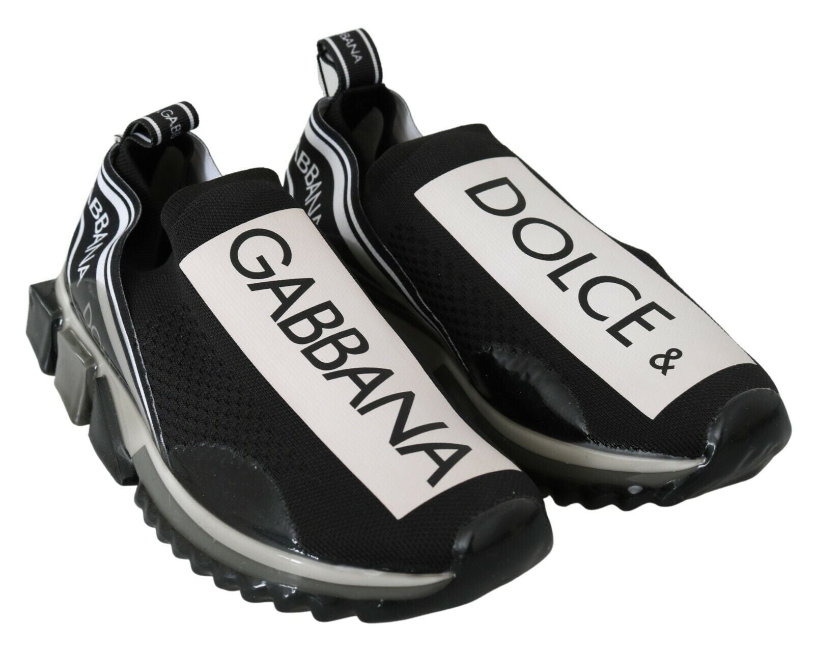 Dolce & Gabbana Black White SORRENTO Sport Stretch Sneakers LUNESCAPE