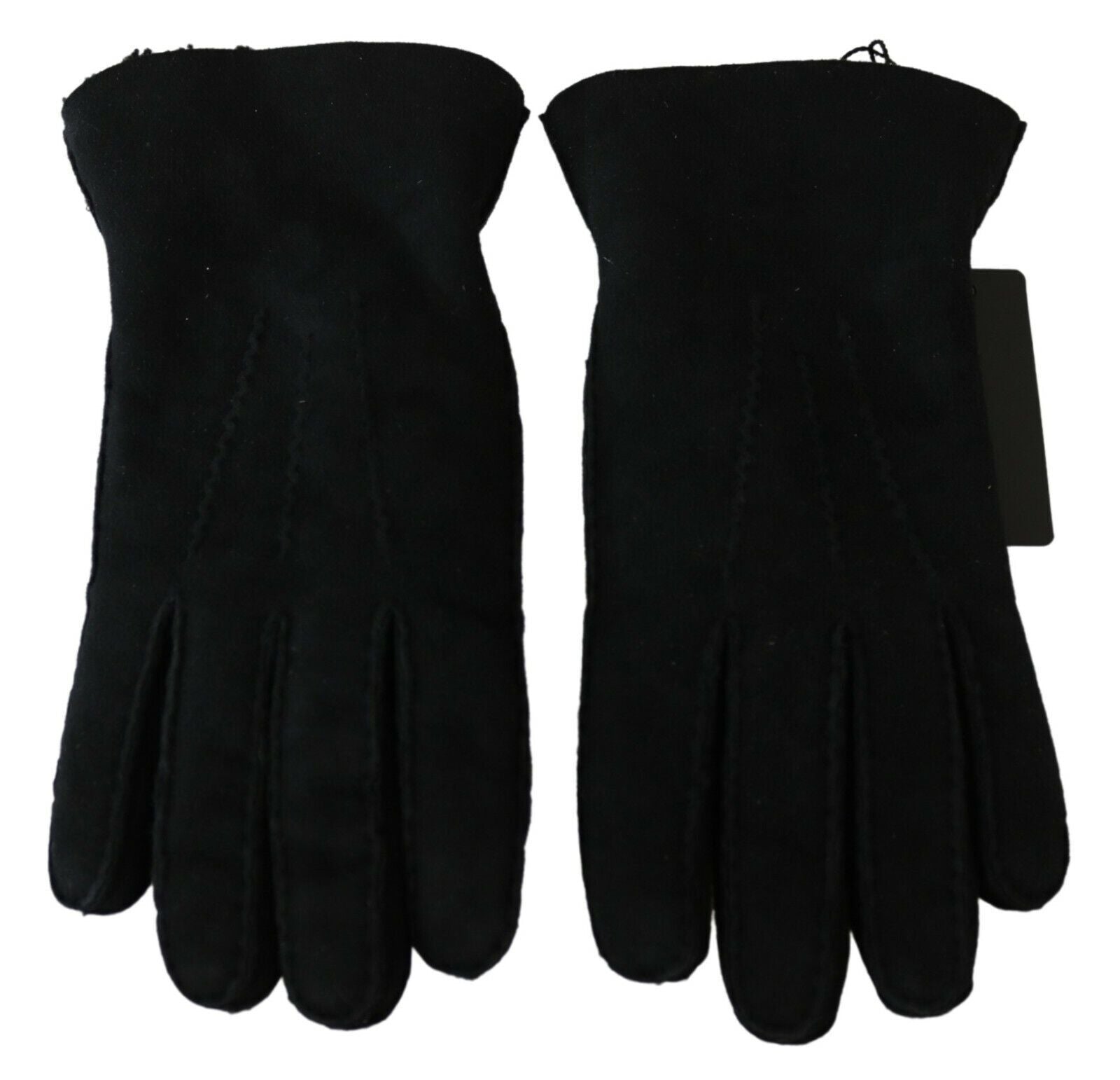 Dolce & Gabbana Black Leather Motorcycle Biker Mitten Gloves LUNESCAPE
