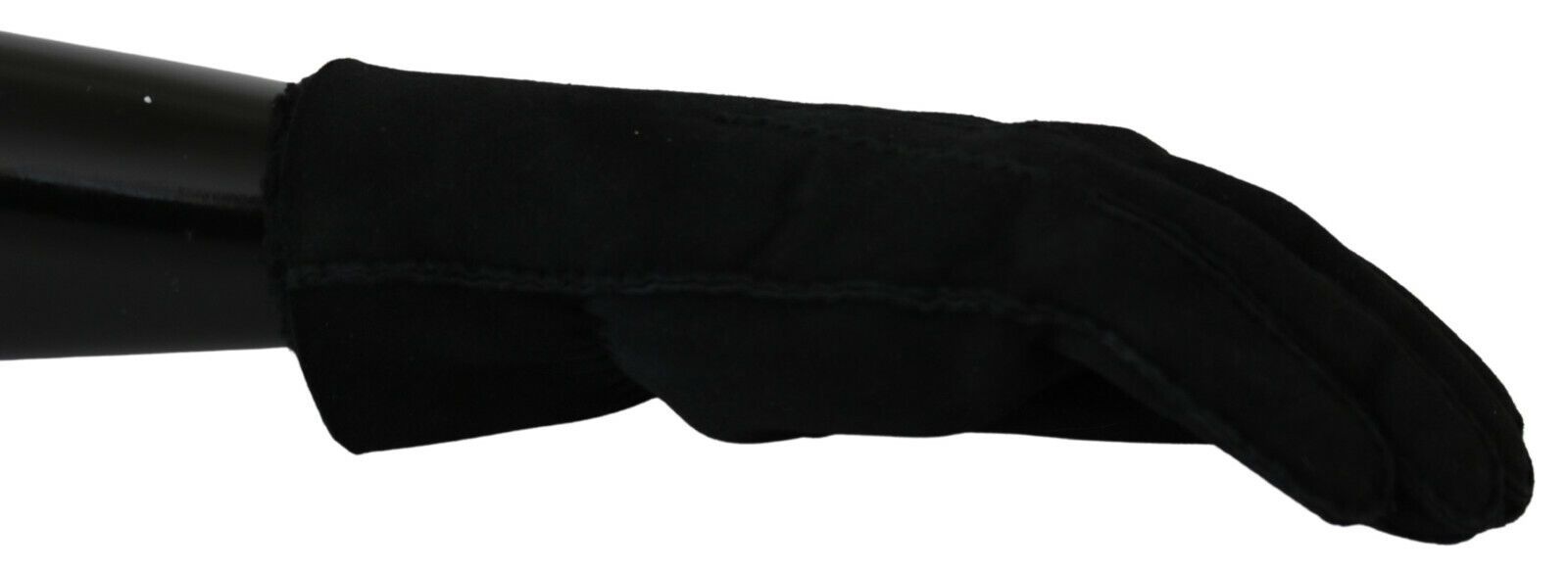 Dolce & Gabbana Black Leather Motorcycle Biker Mitten Gloves LUNESCAPE
