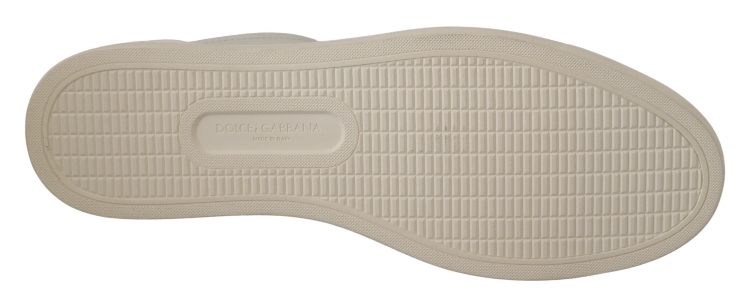 Dolce & Gabbana White Black Leather Low Shoes Sneakers LUNESCAPE